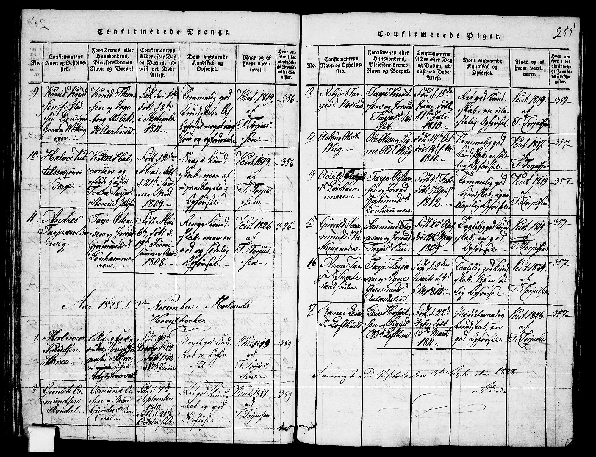 Fyresdal kirkebøker, AV/SAKO-A-263/F/Fa/L0003: Parish register (official) no. I 3, 1815-1840, p. 255