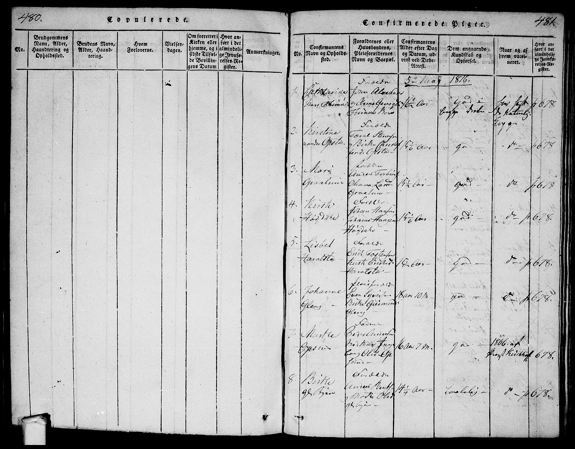 Tune prestekontor Kirkebøker, SAO/A-2007/G/Ga/L0001: Parish register (copy) no. I 1, 1815-1822, p. 480-481
