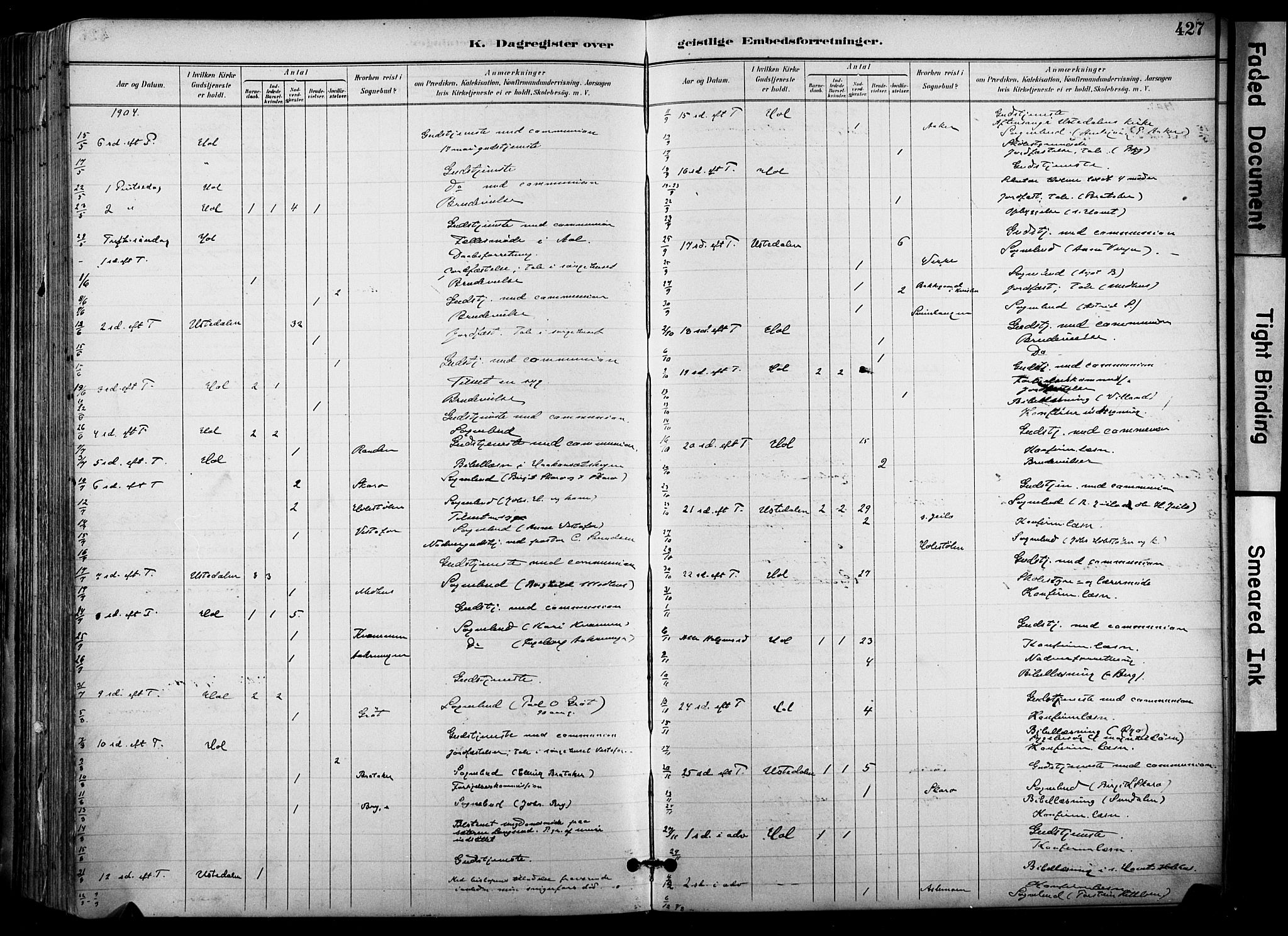 Hol kirkebøker, AV/SAKO-A-227/F/Fa/L0003: Parish register (official) no. I 3, 1887-1918, p. 427