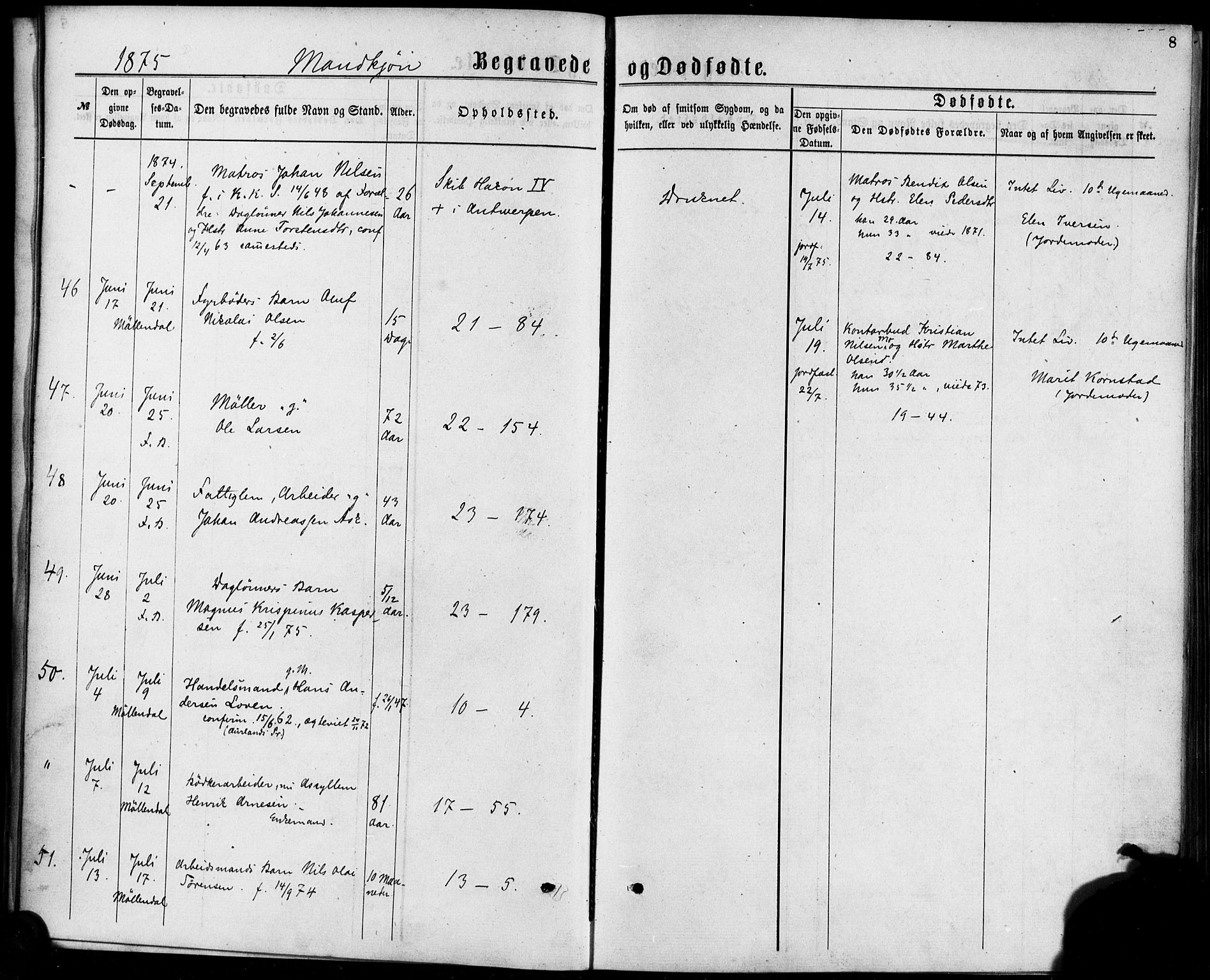 Korskirken sokneprestembete, AV/SAB-A-76101/H/Haa/L0046: Parish register (official) no. E 4, 1875-1883, p. 8