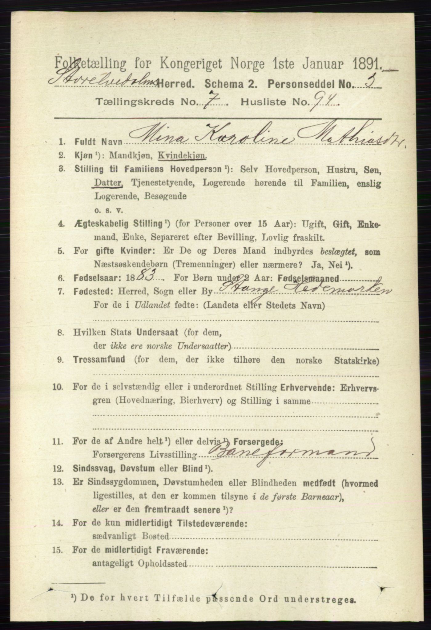 RA, 1891 census for 0430 Stor-Elvdal, 1891, p. 3371