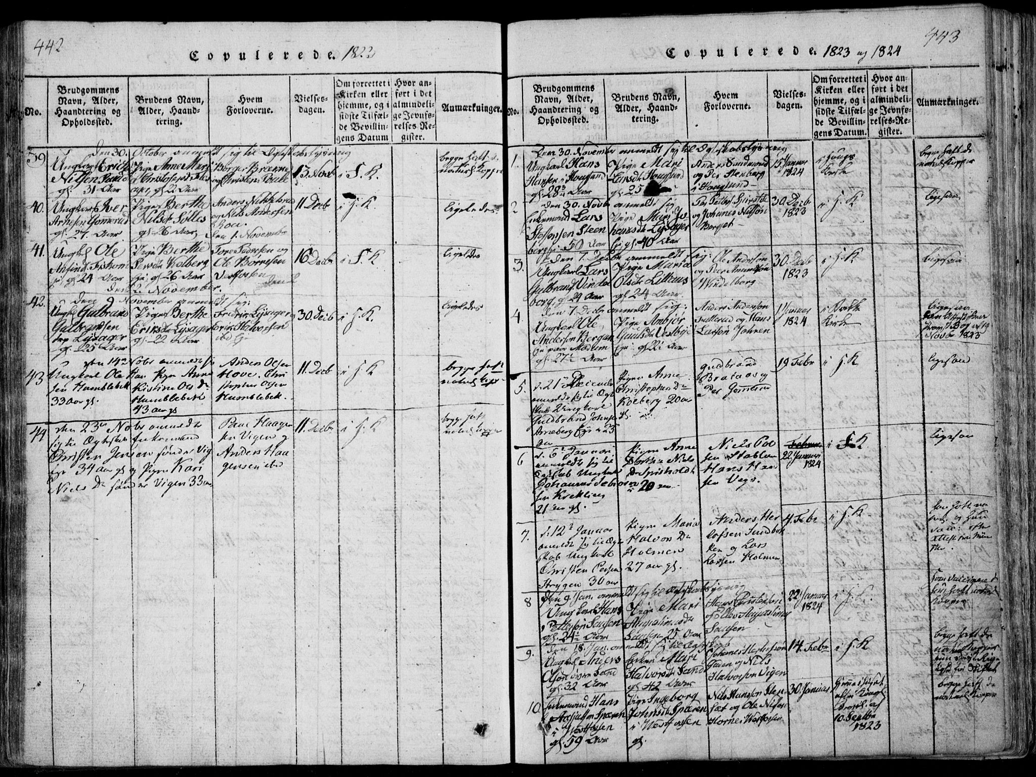 Eiker kirkebøker, AV/SAKO-A-4/F/Fa/L0011: Parish register (official) no. I 11, 1814-1827, p. 442-443