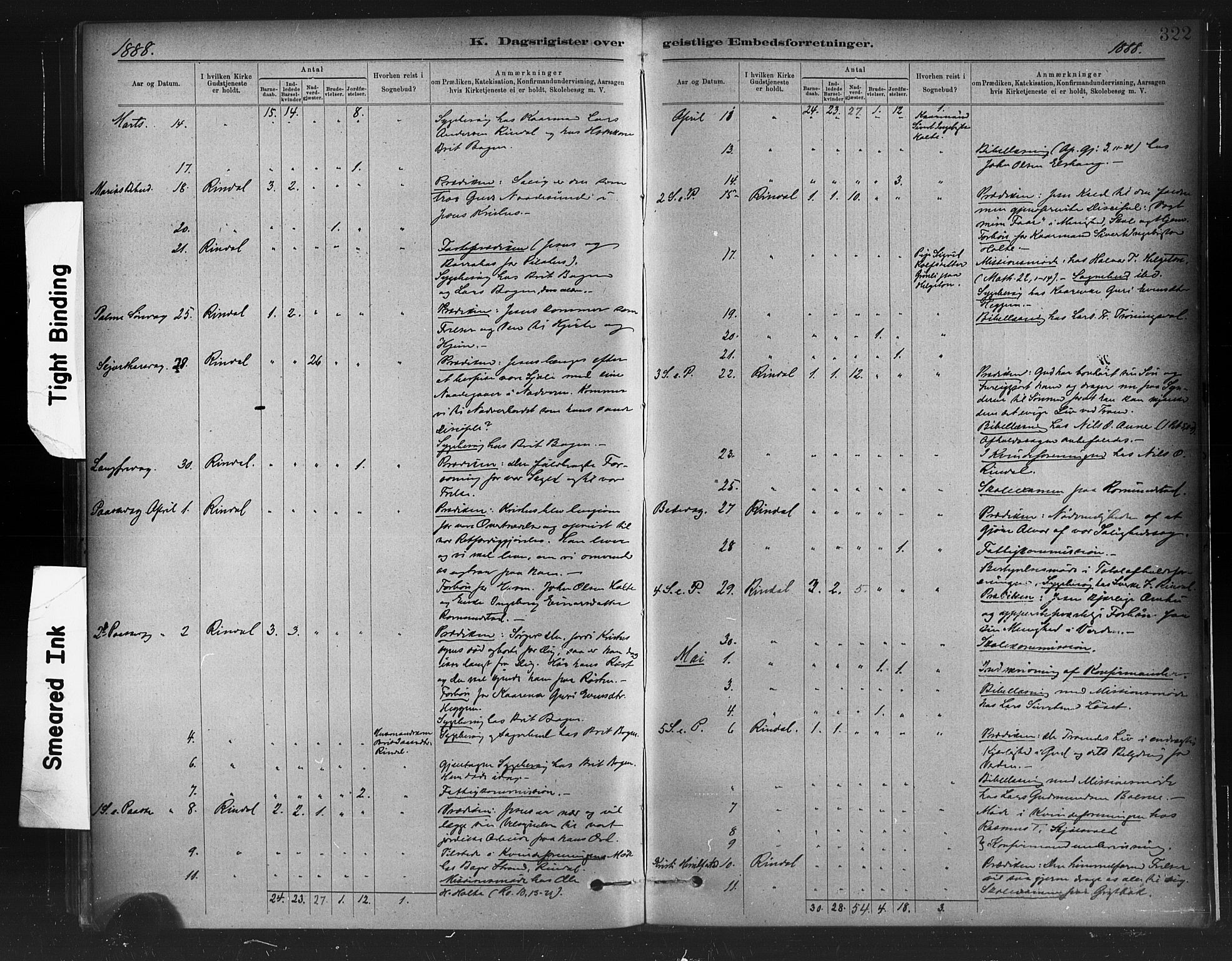 Ministerialprotokoller, klokkerbøker og fødselsregistre - Møre og Romsdal, AV/SAT-A-1454/598/L1069: Parish register (official) no. 598A03, 1882-1895, p. 322