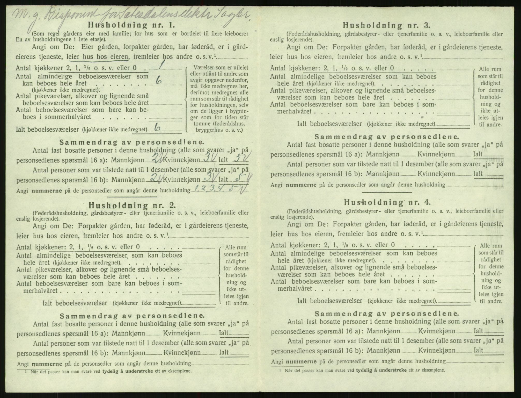 SAK, 1920 census for Bygland, 1920, p. 714