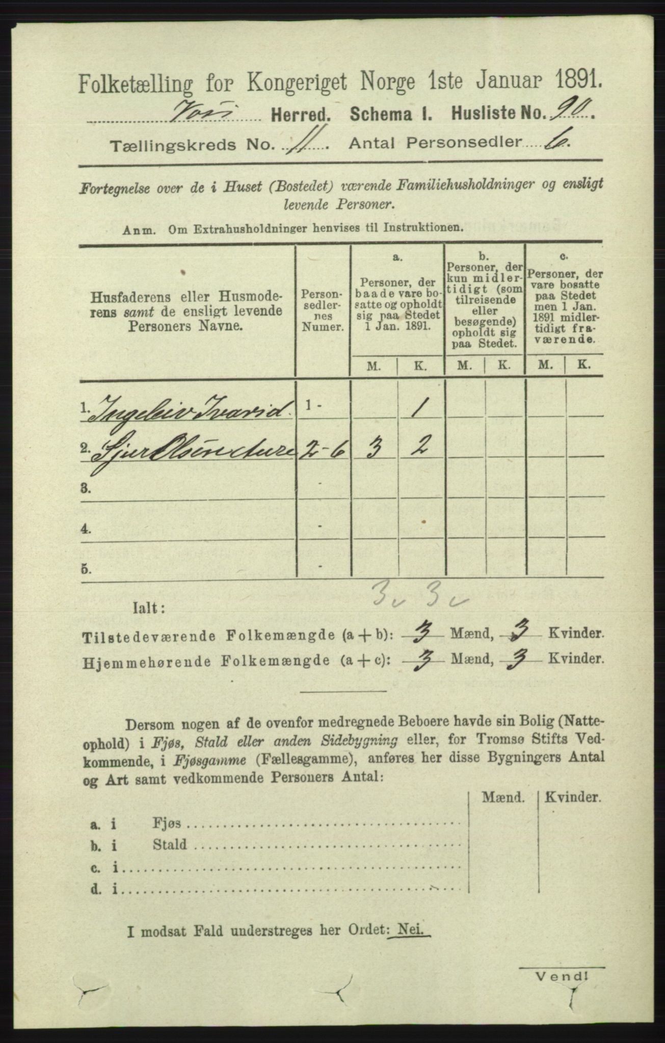 RA, 1891 census for 1235 Voss, 1891, p. 5814