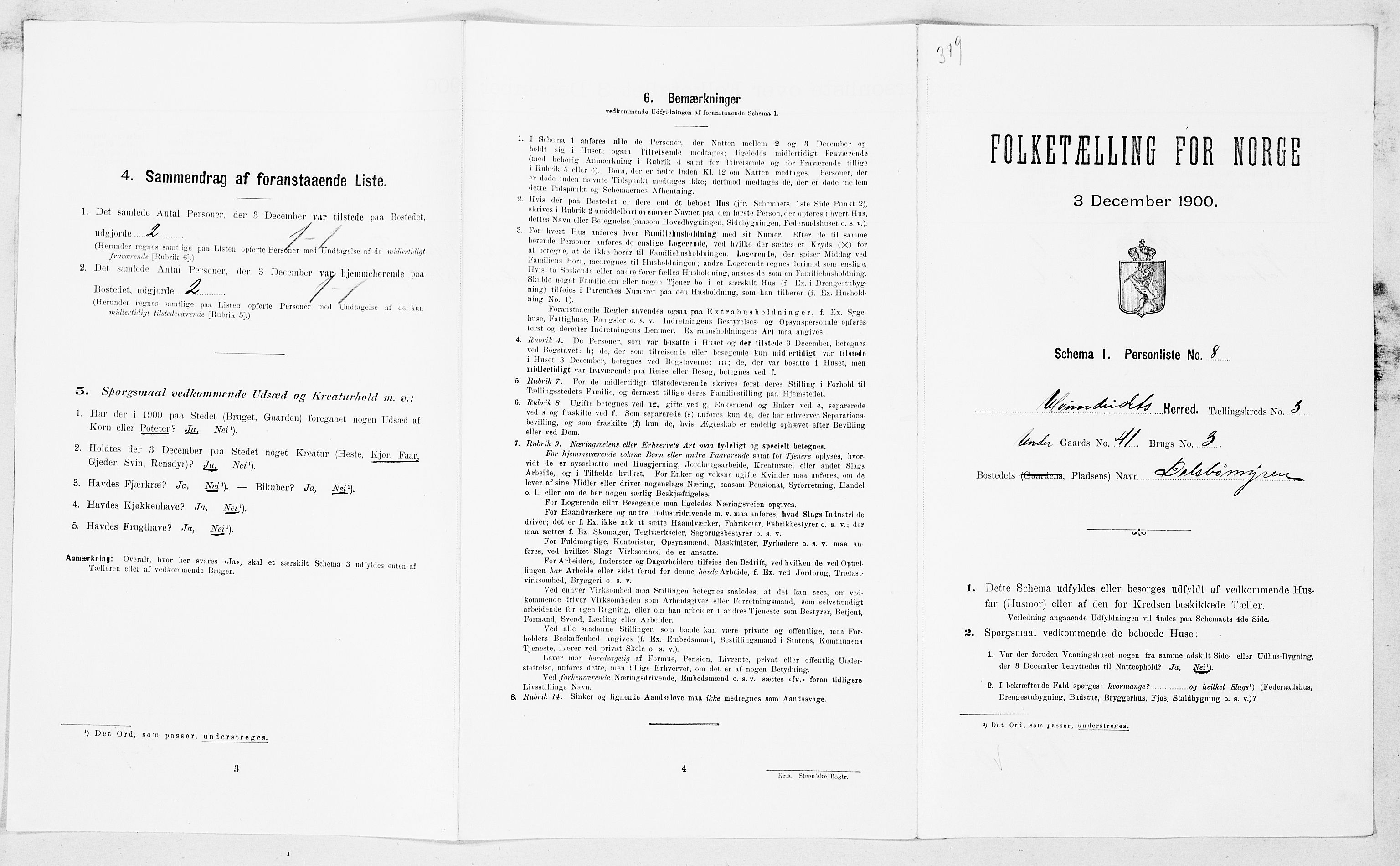 SAT, 1900 census for Ålvundeid, 1900, p. 144