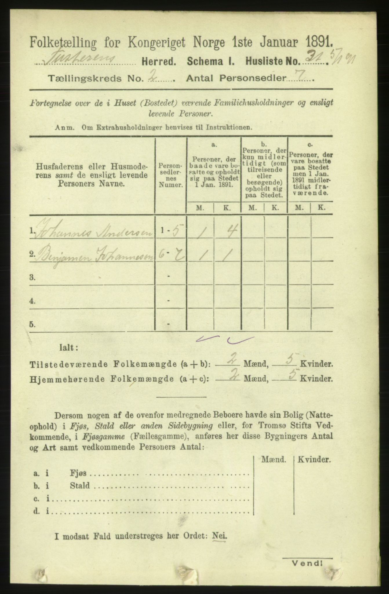 RA, 1891 census for 1572 Tustna, 1891, p. 672