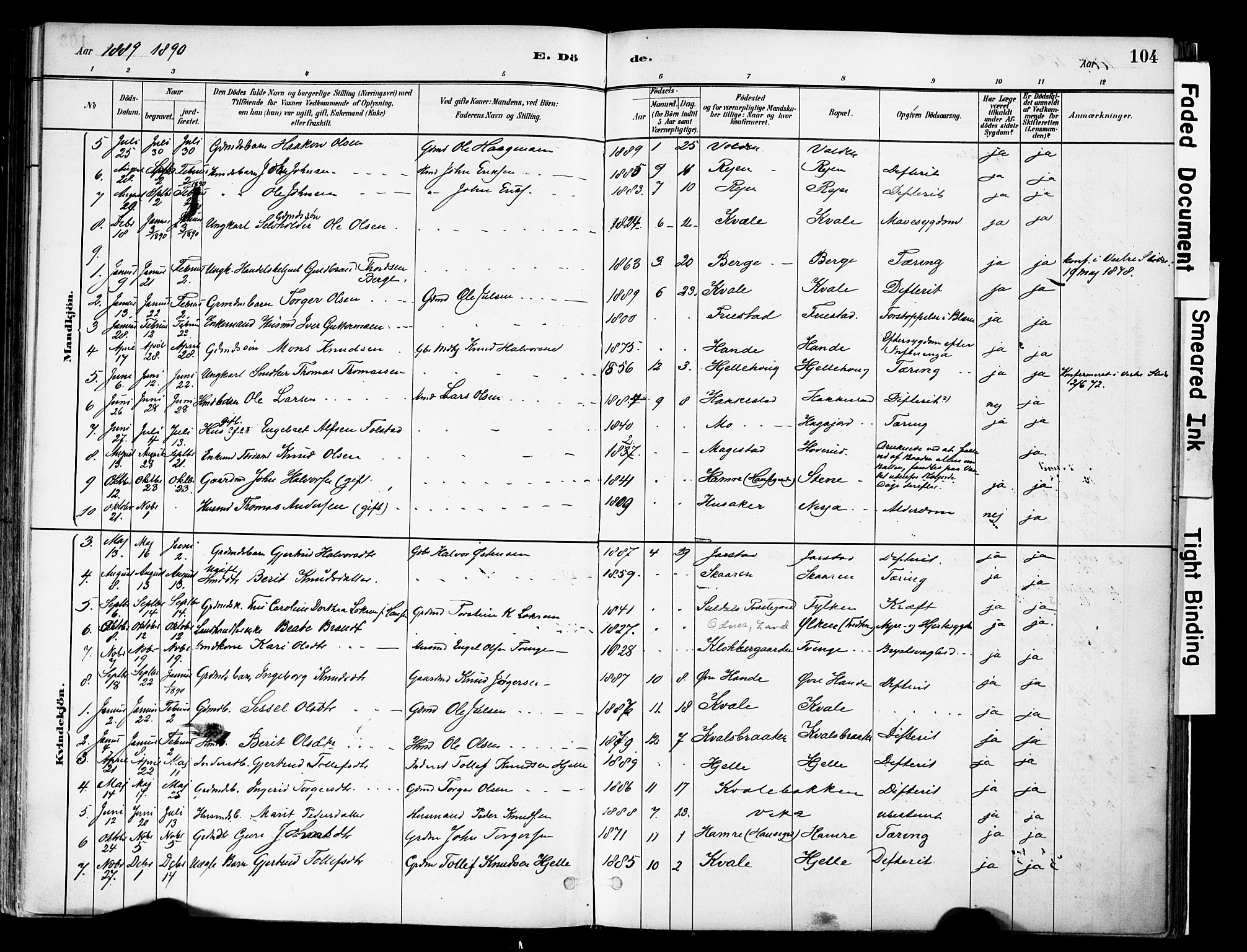 Vestre Slidre prestekontor, SAH/PREST-136/H/Ha/Haa/L0004: Parish register (official) no. 4, 1881-1911, p. 104