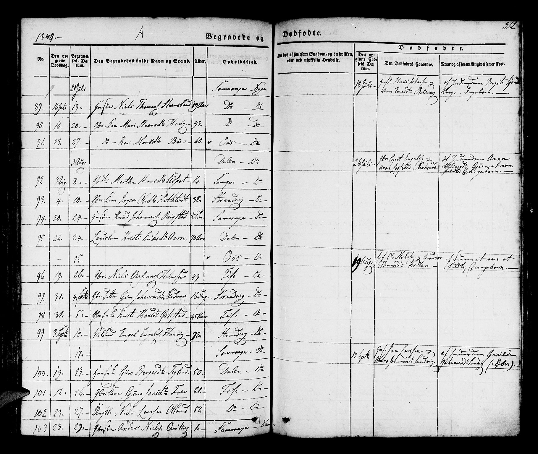 Os sokneprestembete, AV/SAB-A-99929: Parish register (official) no. A 15, 1839-1851, p. 312