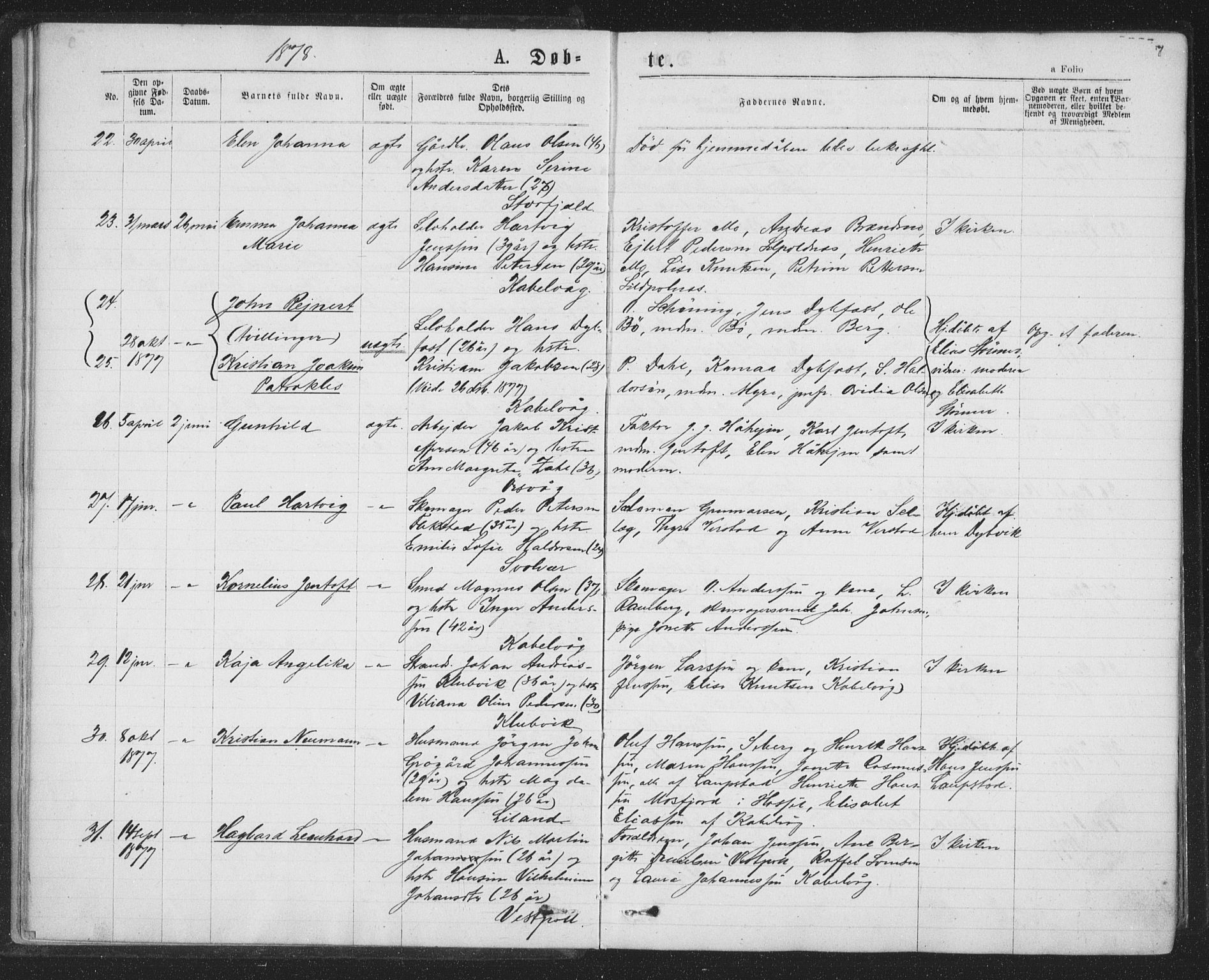 Ministerialprotokoller, klokkerbøker og fødselsregistre - Nordland, AV/SAT-A-1459/874/L1058: Parish register (official) no. 874A02, 1878-1883, p. 7