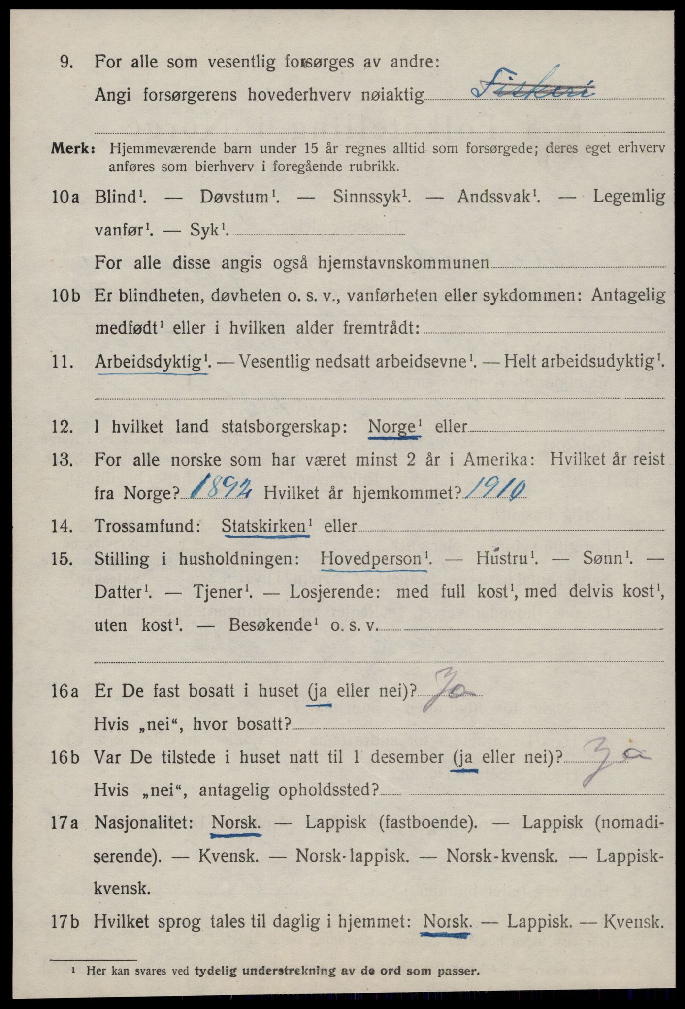 SAT, 1920 census for Ørland, 1920, p. 2228