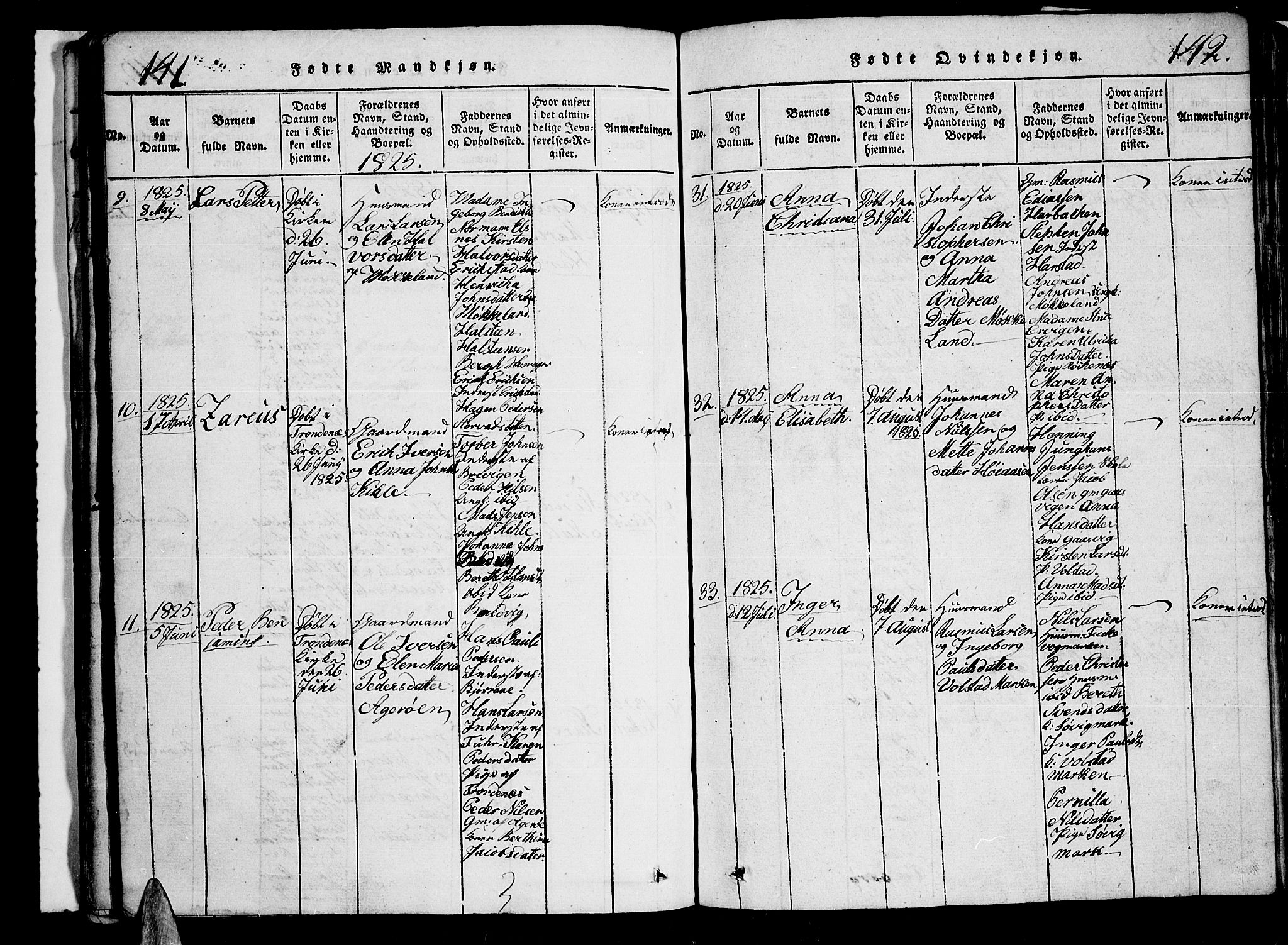 Trondenes sokneprestkontor, AV/SATØ-S-1319/H/Hb/L0003klokker: Parish register (copy) no. 3, 1820-1834, p. 141-142