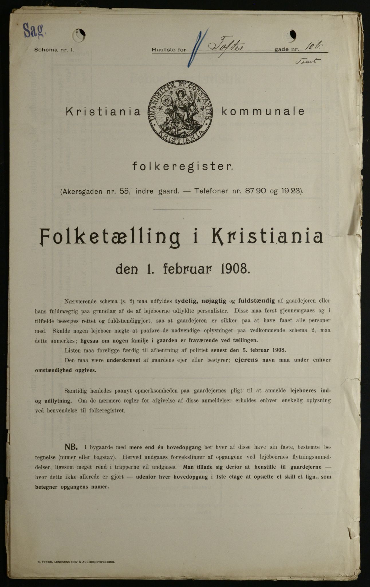 OBA, Municipal Census 1908 for Kristiania, 1908, p. 100250