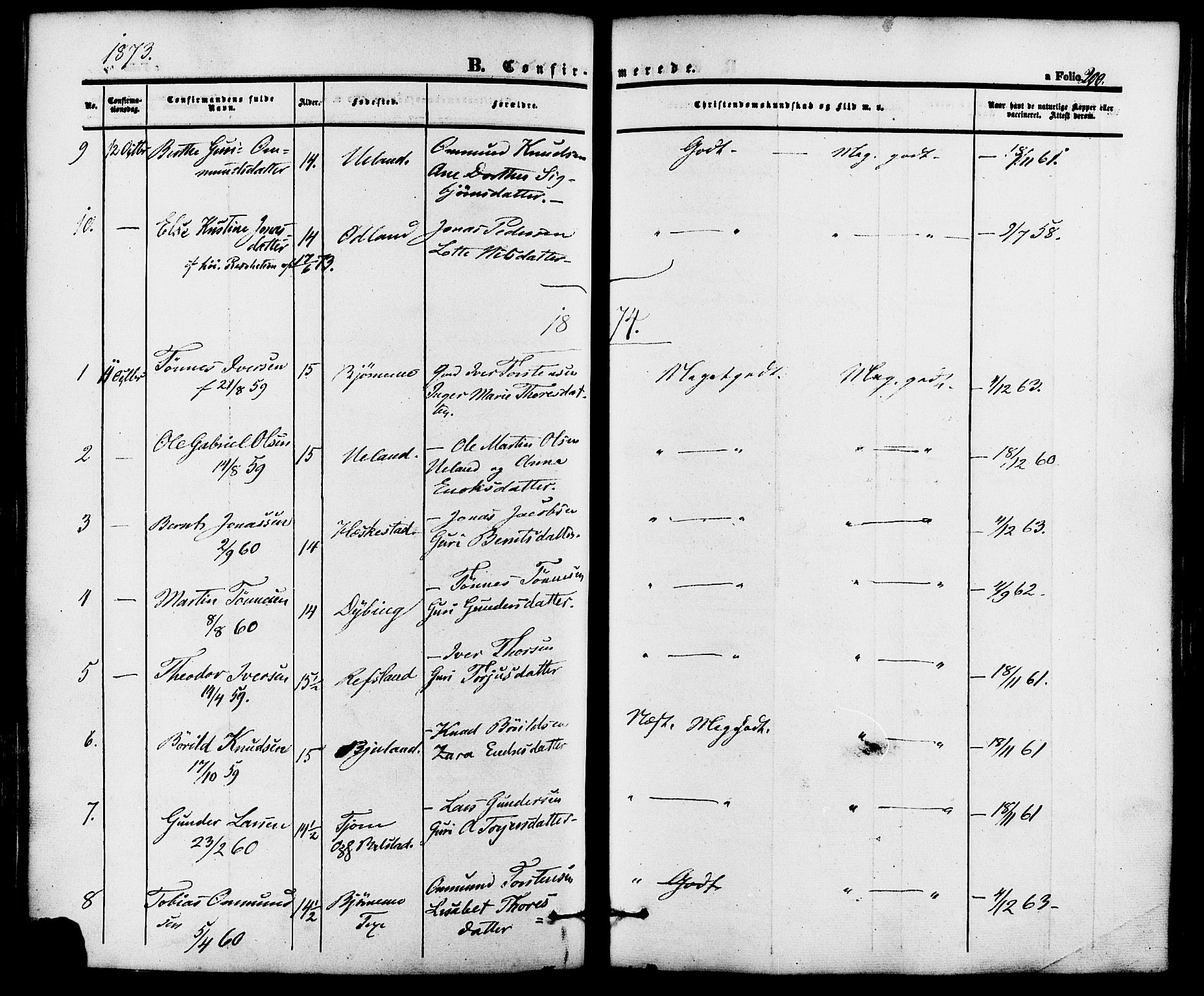 Lund sokneprestkontor, AV/SAST-A-101809/S06/L0010: Parish register (official) no. A 9, 1854-1886, p. 200