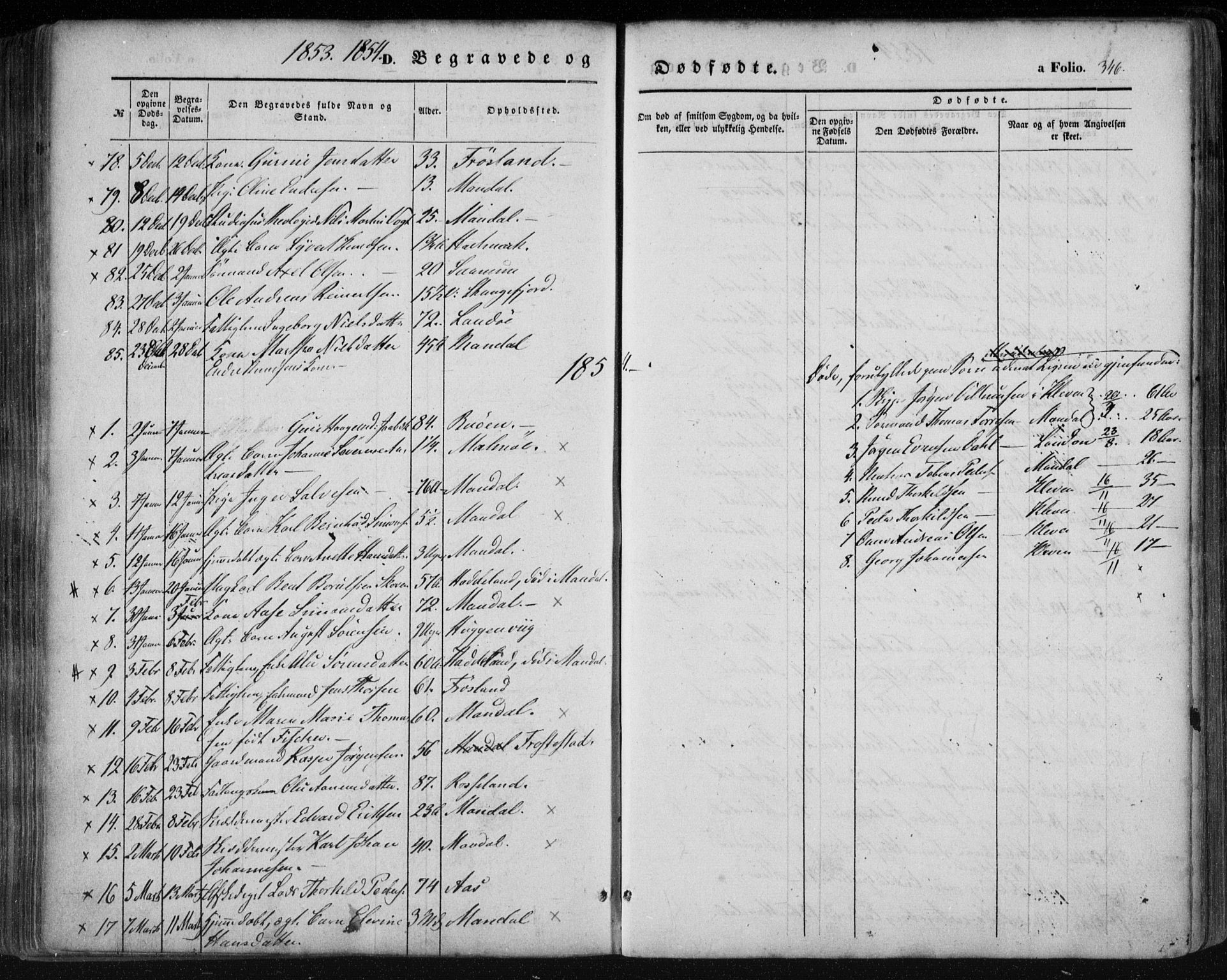 Mandal sokneprestkontor, SAK/1111-0030/F/Fa/Faa/L0013: Parish register (official) no. A 13, 1847-1859, p. 346