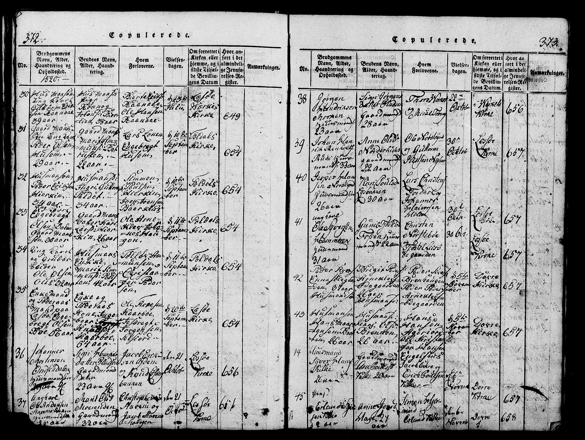 Lesja prestekontor, SAH/PREST-068/H/Ha/Hab/L0001: Parish register (copy) no. 1, 1820-1831, p. 372-373