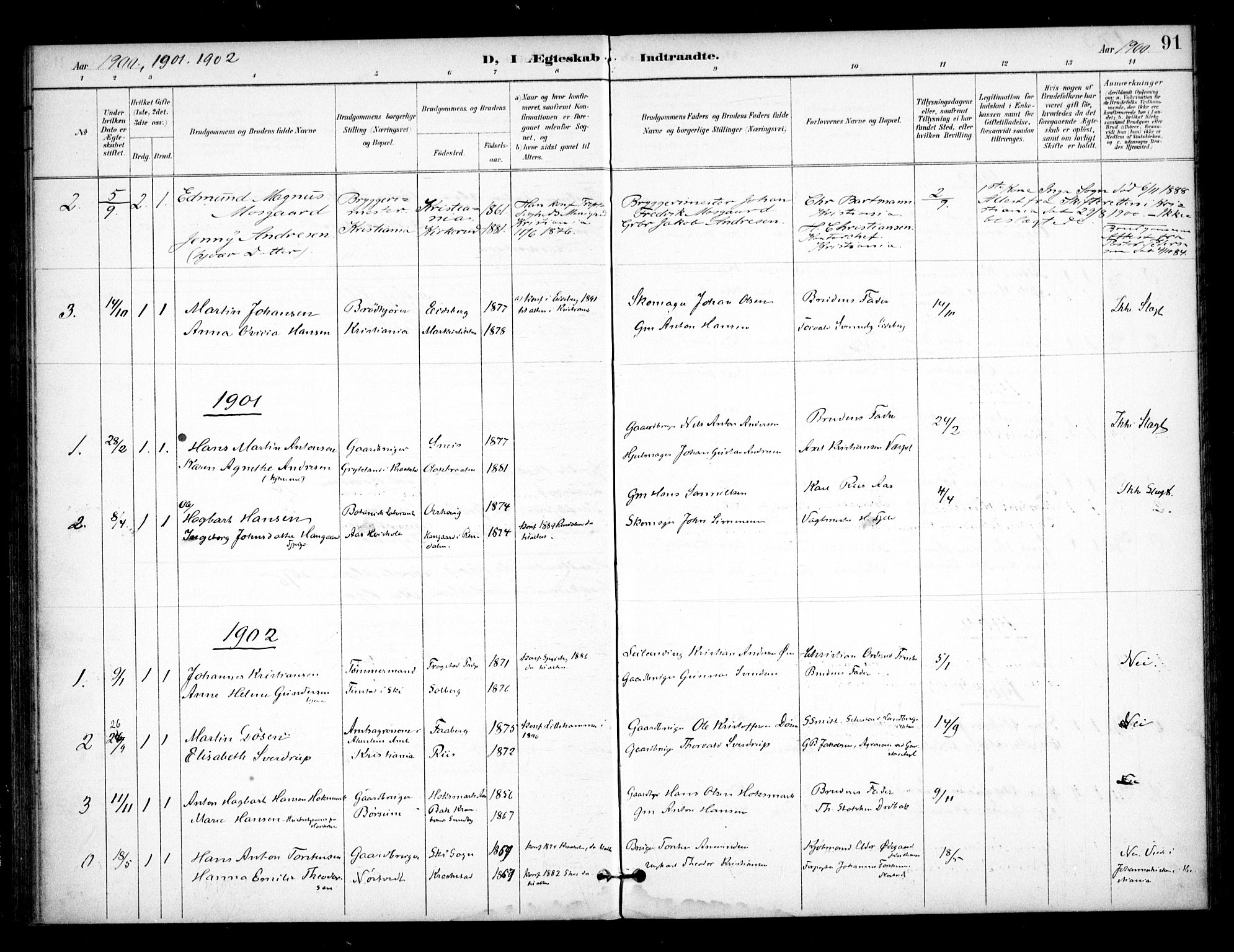 Ås prestekontor Kirkebøker, SAO/A-10894/F/Fb/L0002: Parish register (official) no. II 2, 1895-1916, p. 91