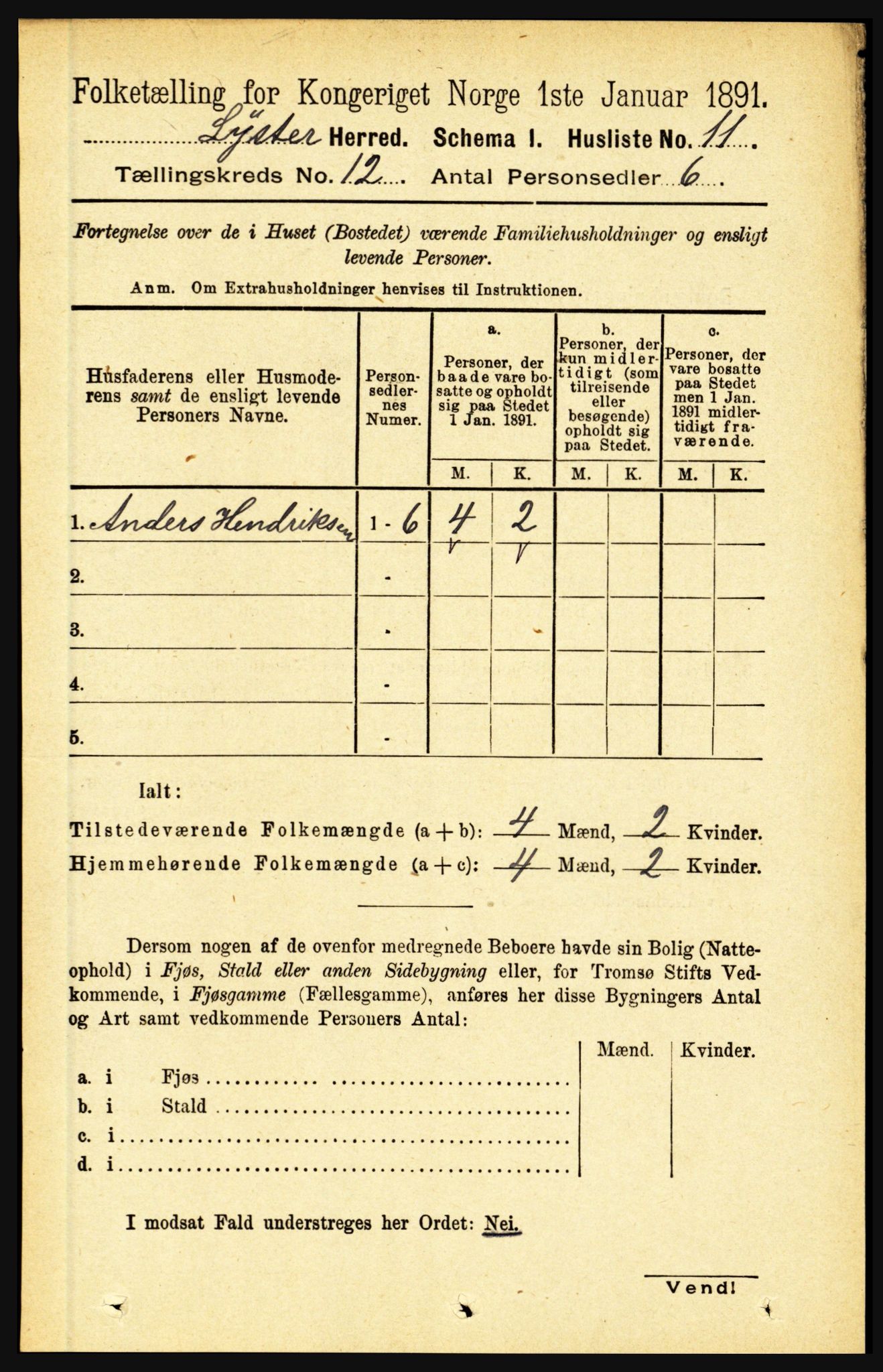 RA, 1891 census for 1426 Luster, 1891, p. 3713