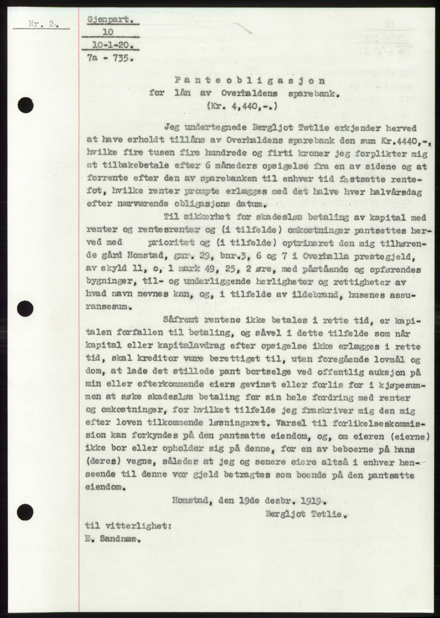 Namdal sorenskriveri, SAT/A-4133/1/2/2C: Mortgage book no. -, 1916-1921, Deed date: 10.01.1920