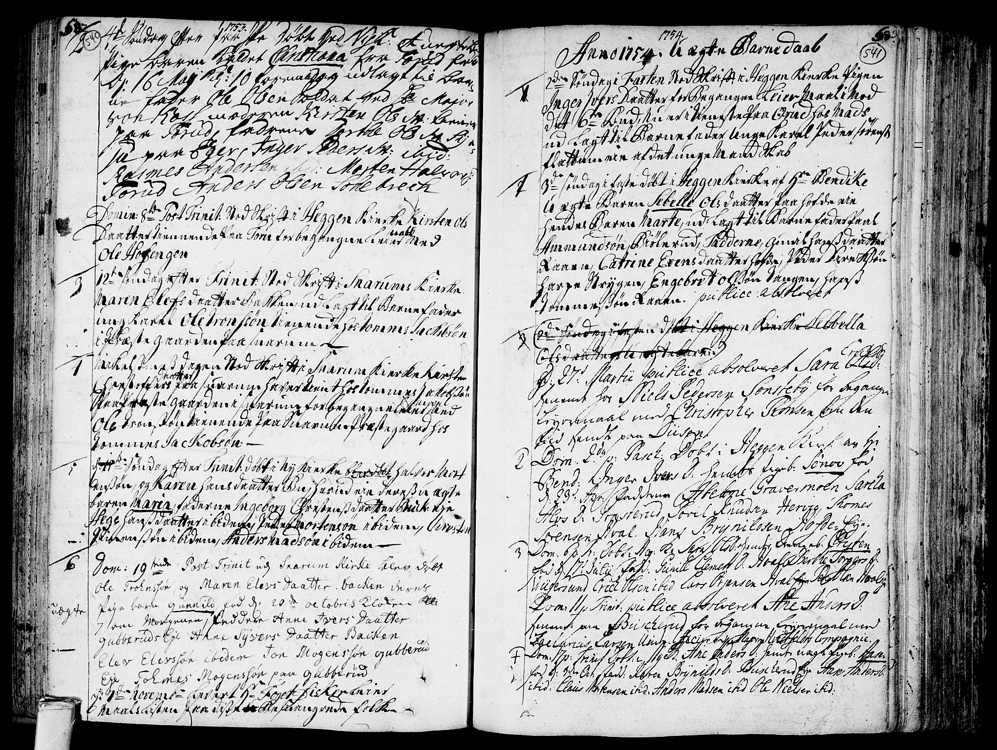 Modum kirkebøker, AV/SAKO-A-234/F/Fa/L0002: Parish register (official) no. 2, 1741-1782, p. 540-541