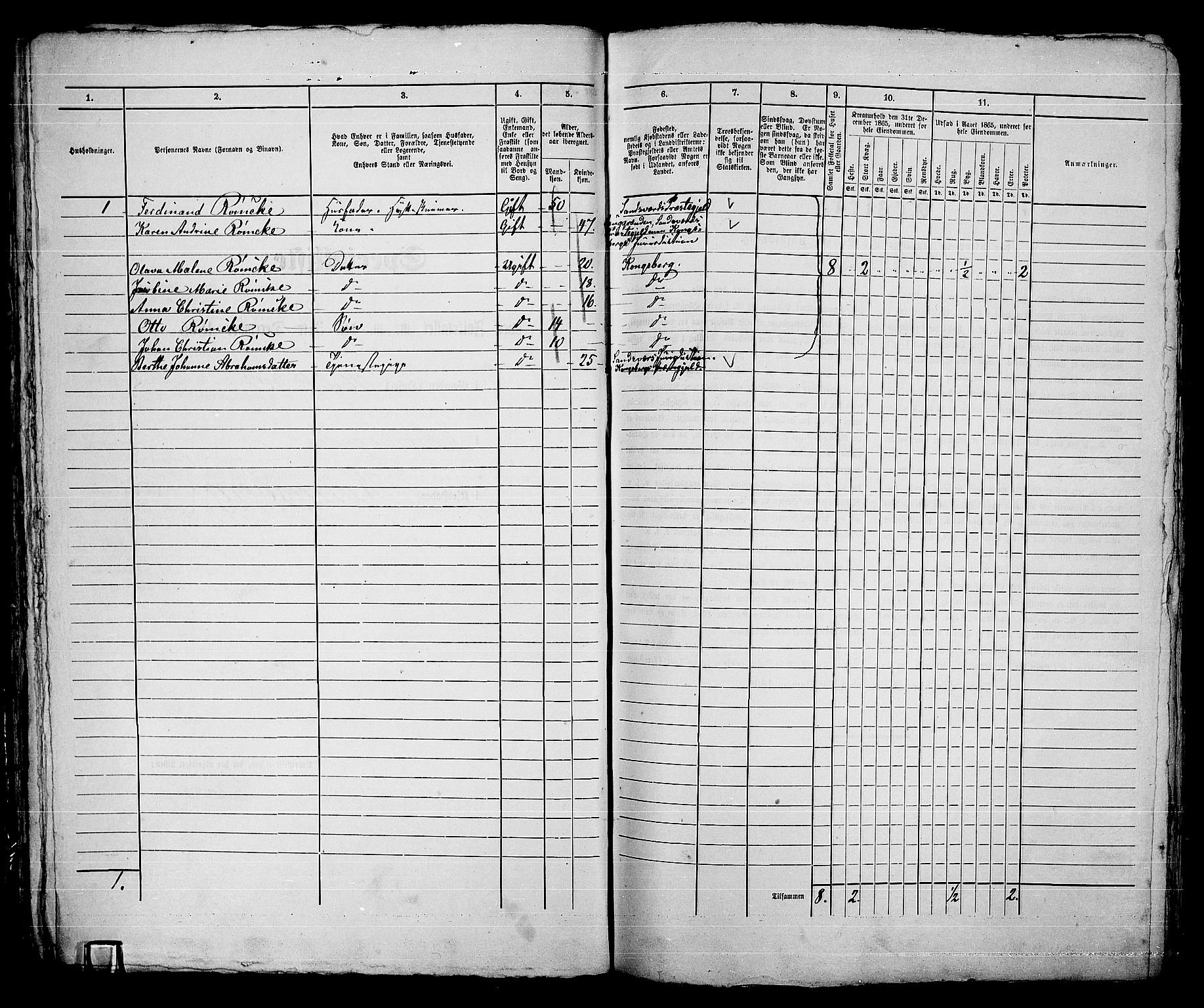 RA, 1865 census for Kongsberg/Kongsberg, 1865, p. 563