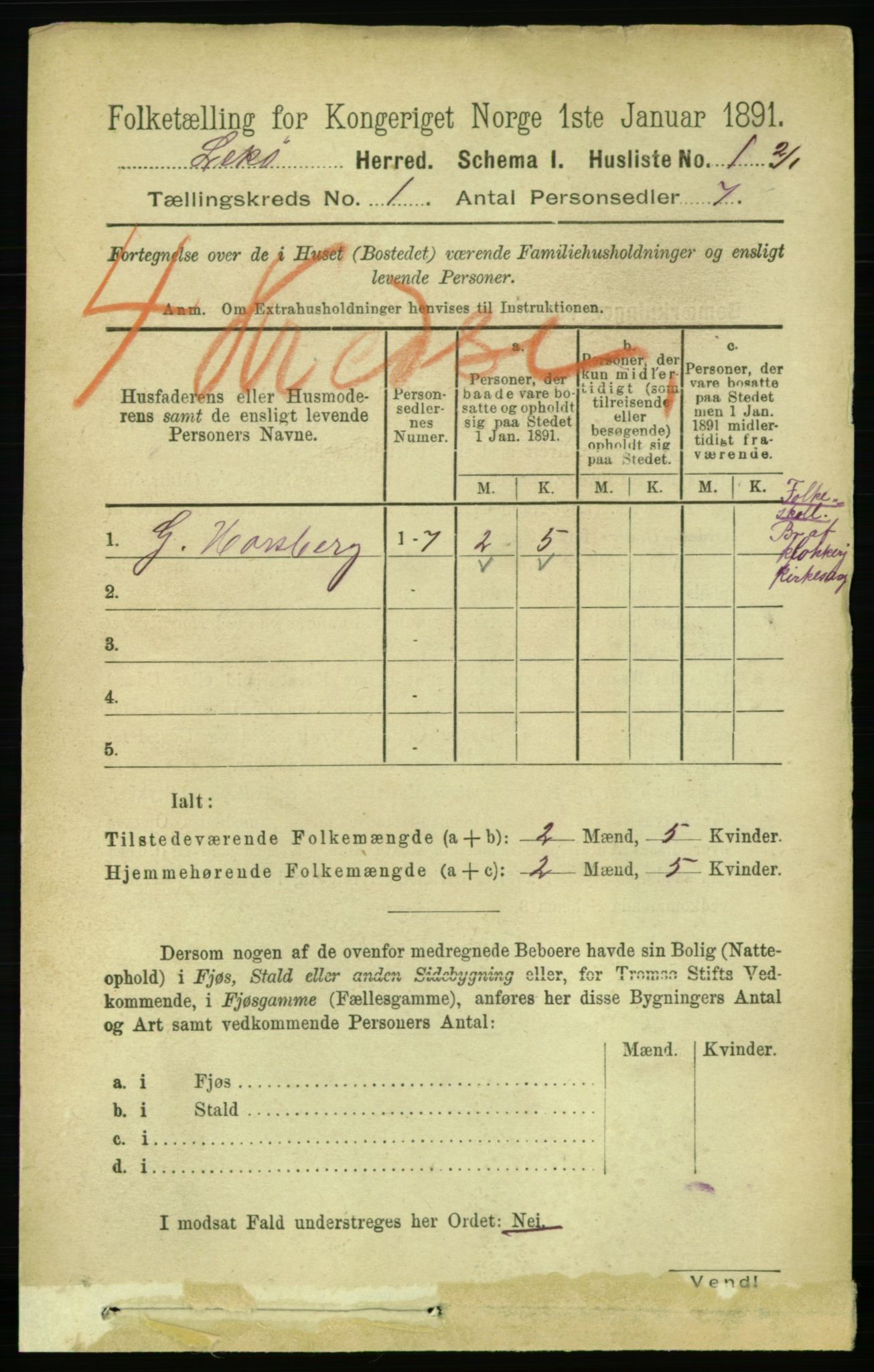 RA, 1891 census for 1755 Leka, 1891, p. 19