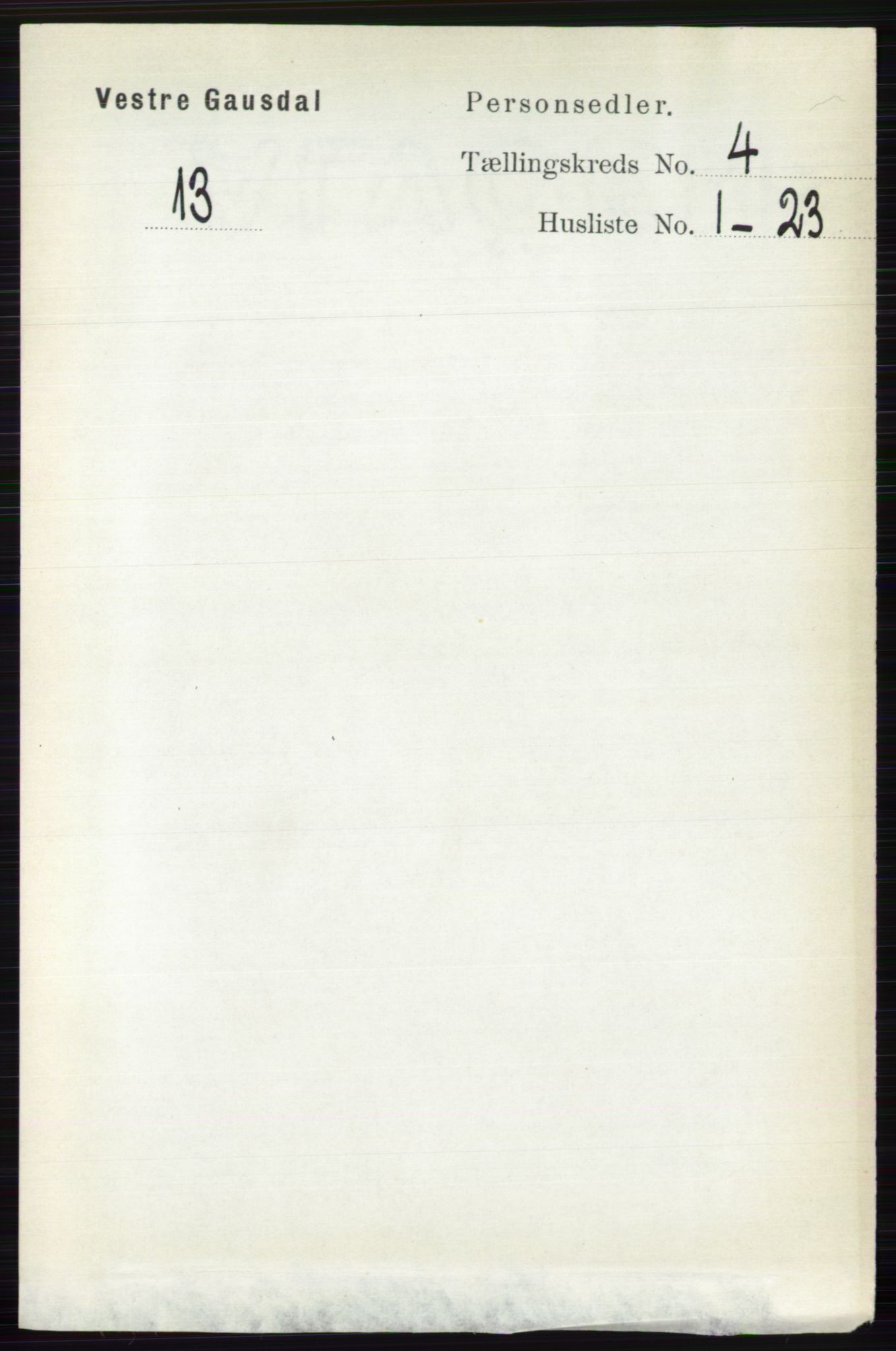 RA, 1891 census for 0523 Vestre Gausdal, 1891, p. 1710