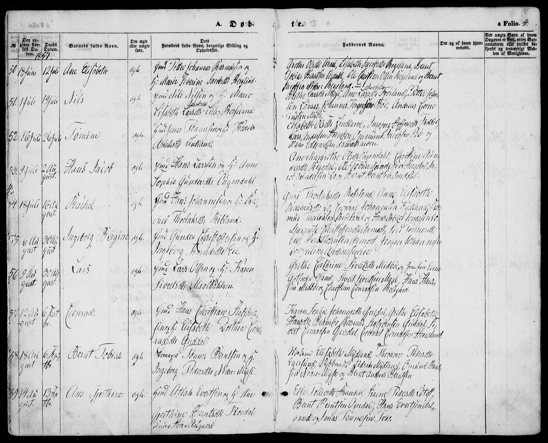 Sokndal sokneprestkontor, AV/SAST-A-101808: Parish register (official) no. A 9, 1857-1874, p. 4