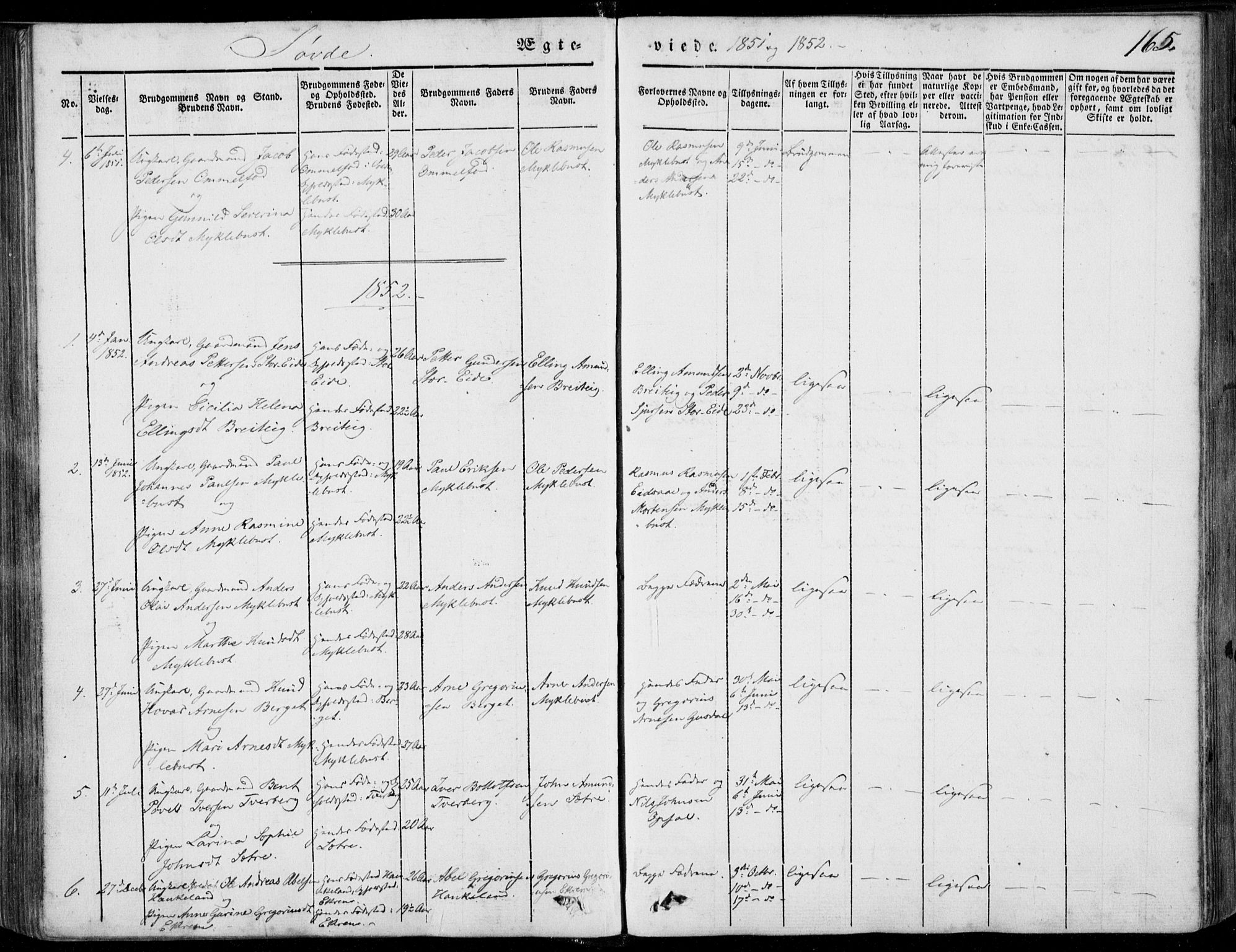 Ministerialprotokoller, klokkerbøker og fødselsregistre - Møre og Romsdal, SAT/A-1454/502/L0023: Parish register (official) no. 502A01, 1844-1873, p. 165