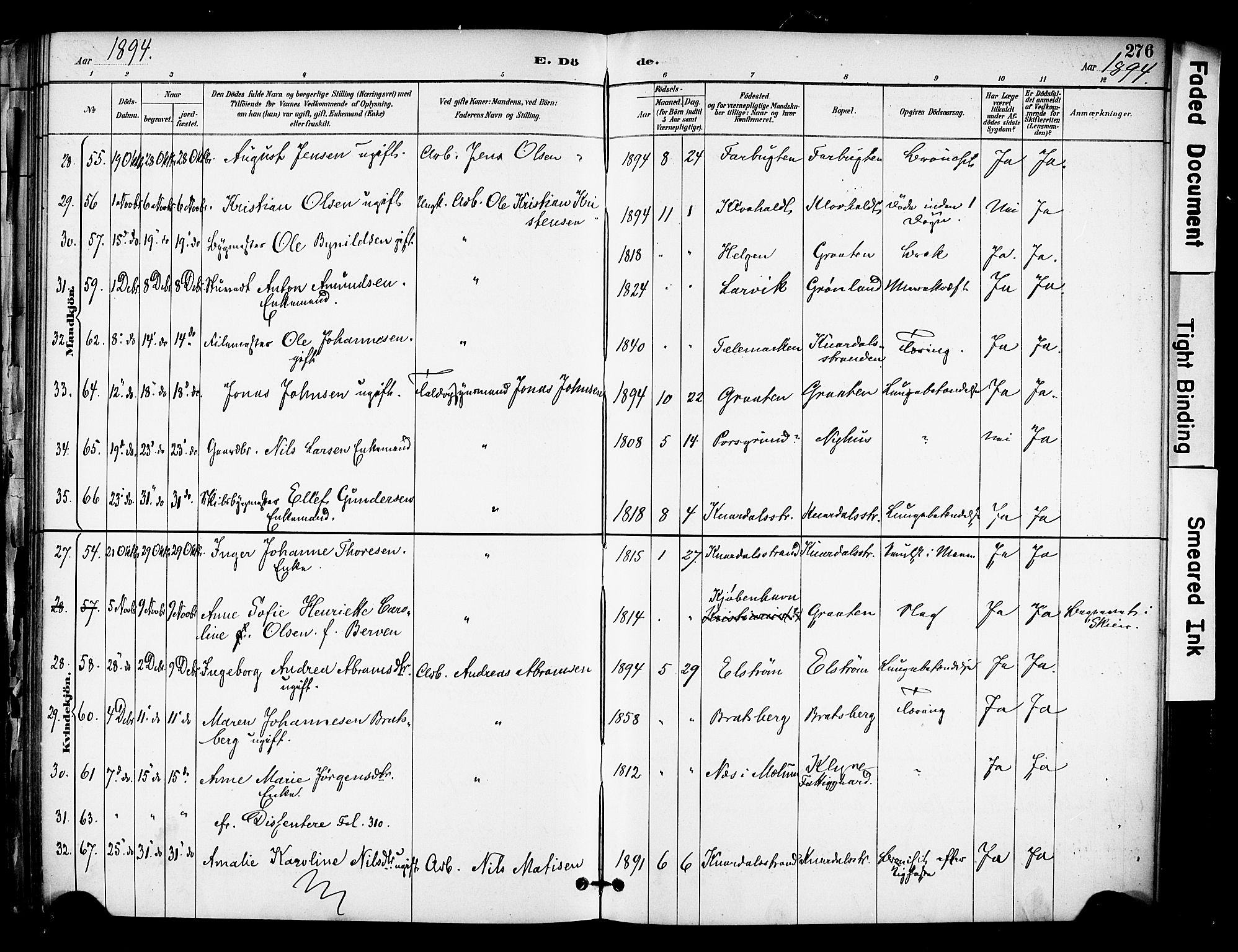 Solum kirkebøker, SAKO/A-306/F/Fa/L0010: Parish register (official) no. I 10, 1888-1898, p. 276