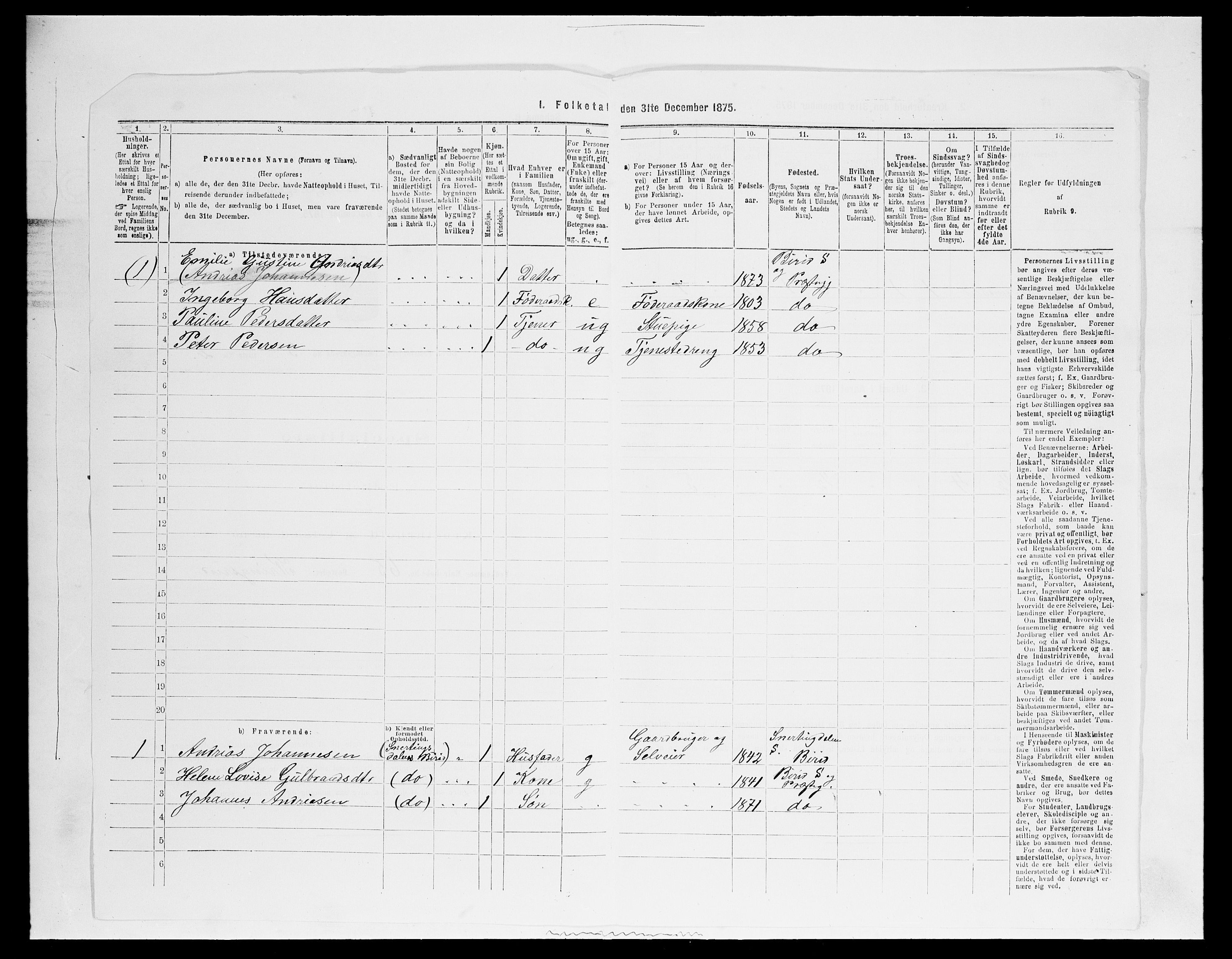 SAH, 1875 census for 0525P Biri, 1875, p. 566