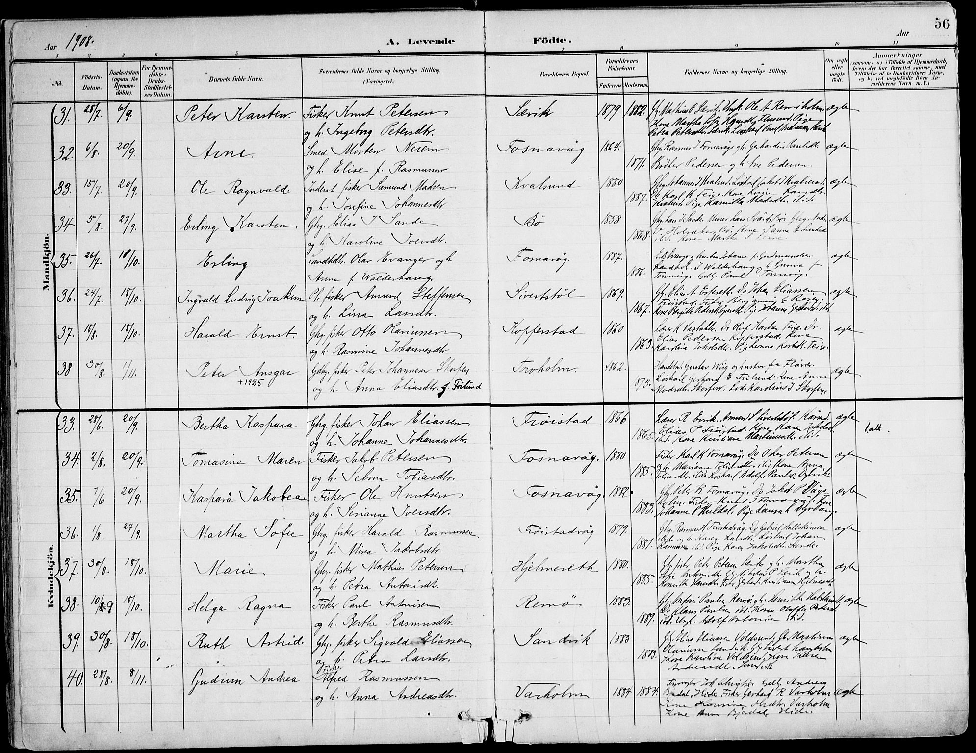 Ministerialprotokoller, klokkerbøker og fødselsregistre - Møre og Romsdal, AV/SAT-A-1454/507/L0075: Parish register (official) no. 507A10, 1901-1920, p. 56