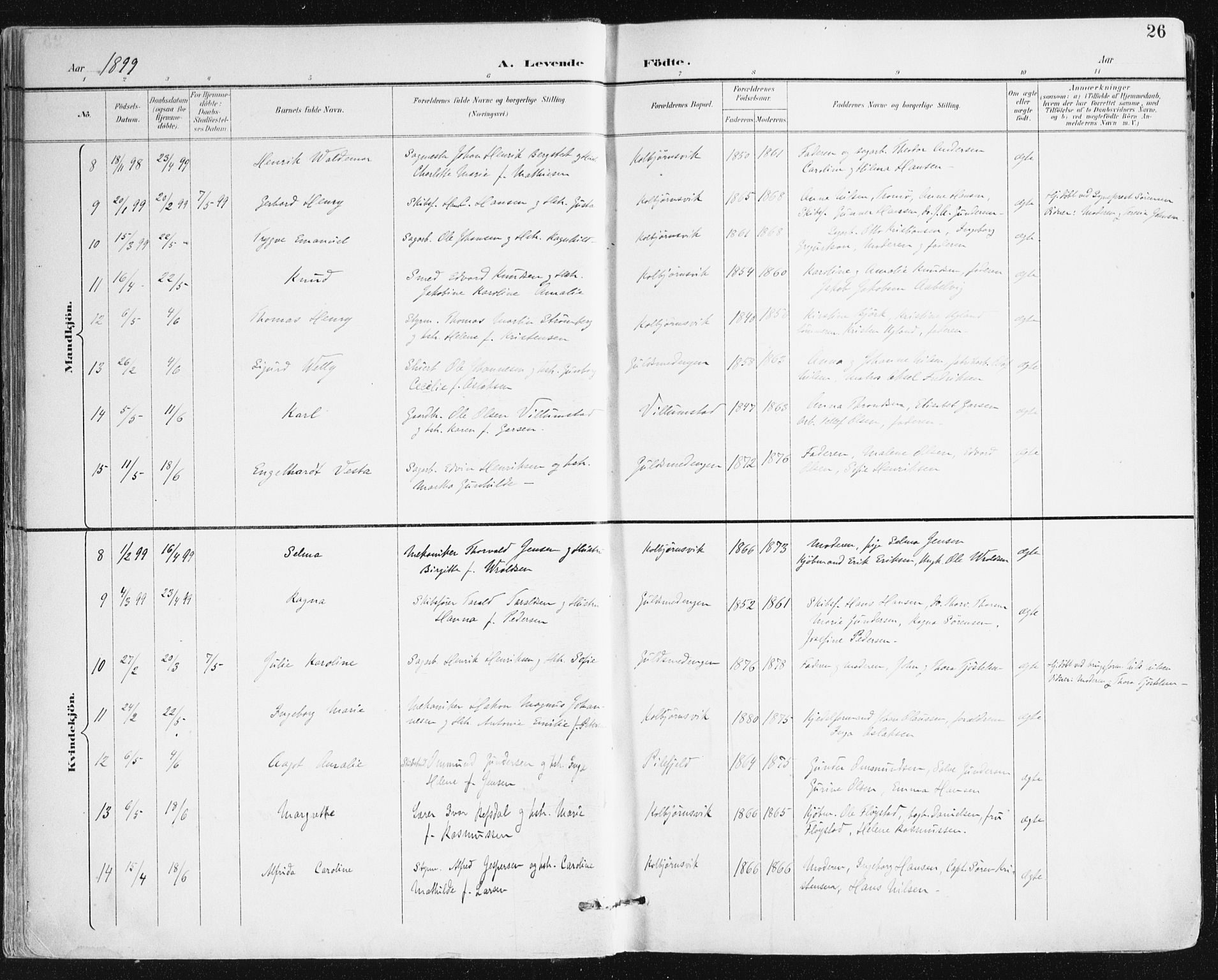 Hisøy sokneprestkontor, AV/SAK-1111-0020/F/Fa/L0004: Parish register (official) no. A 4, 1895-1917, p. 26