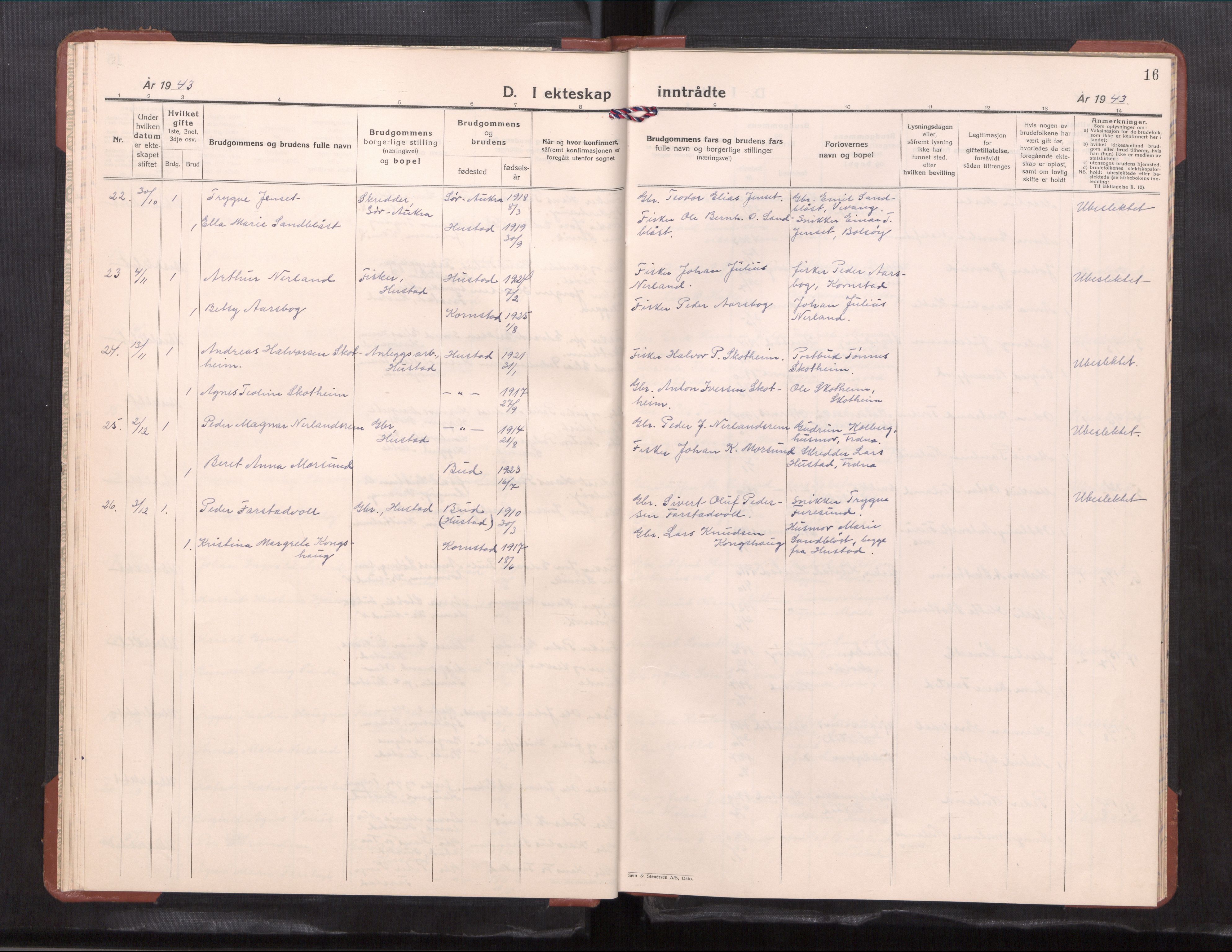 Ministerialprotokoller, klokkerbøker og fødselsregistre - Møre og Romsdal, AV/SAT-A-1454/567/L0787: Parish register (copy) no. 567---, 1939-1954, p. 16