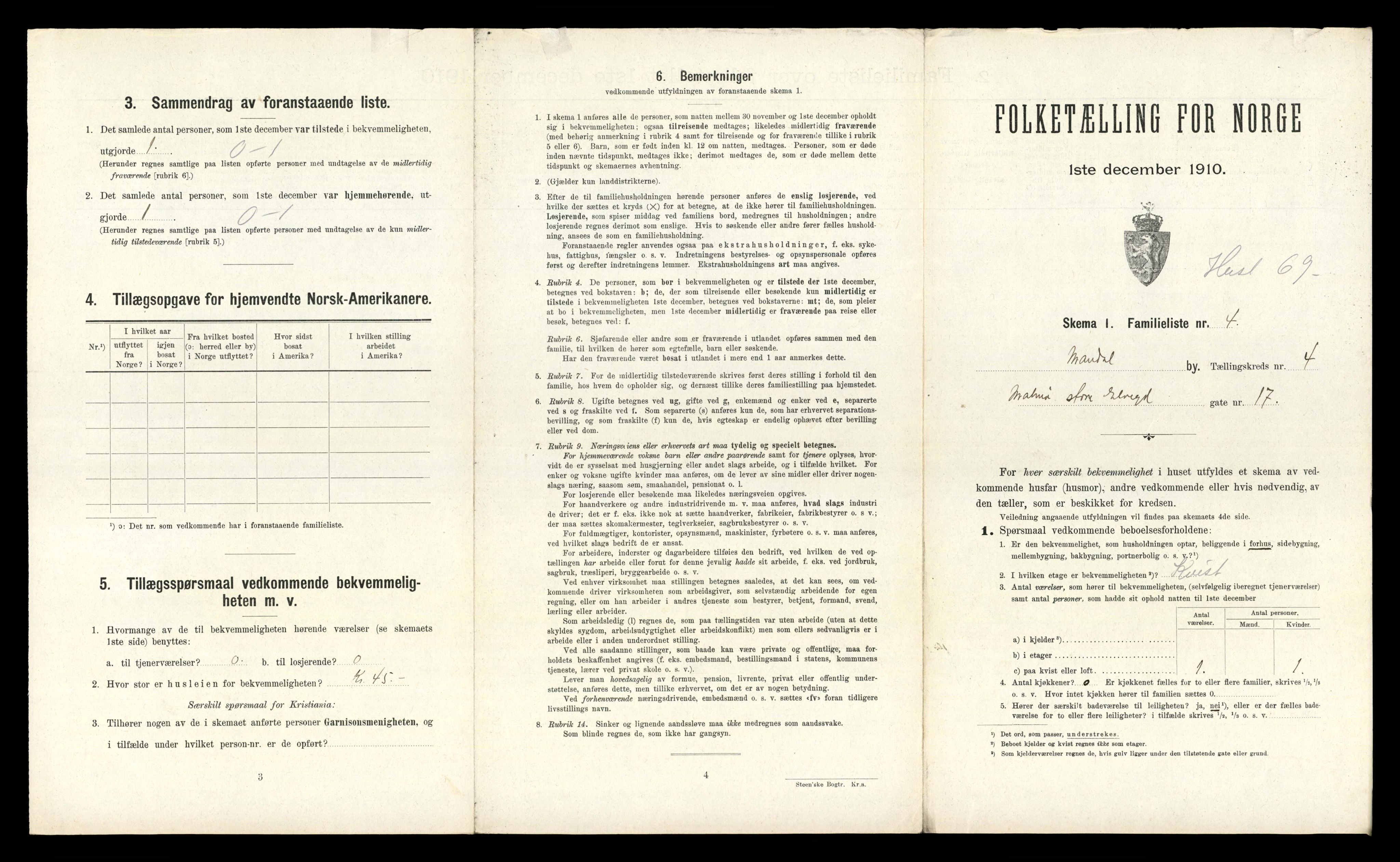 RA, 1910 census for Mandal, 1910, p. 3004