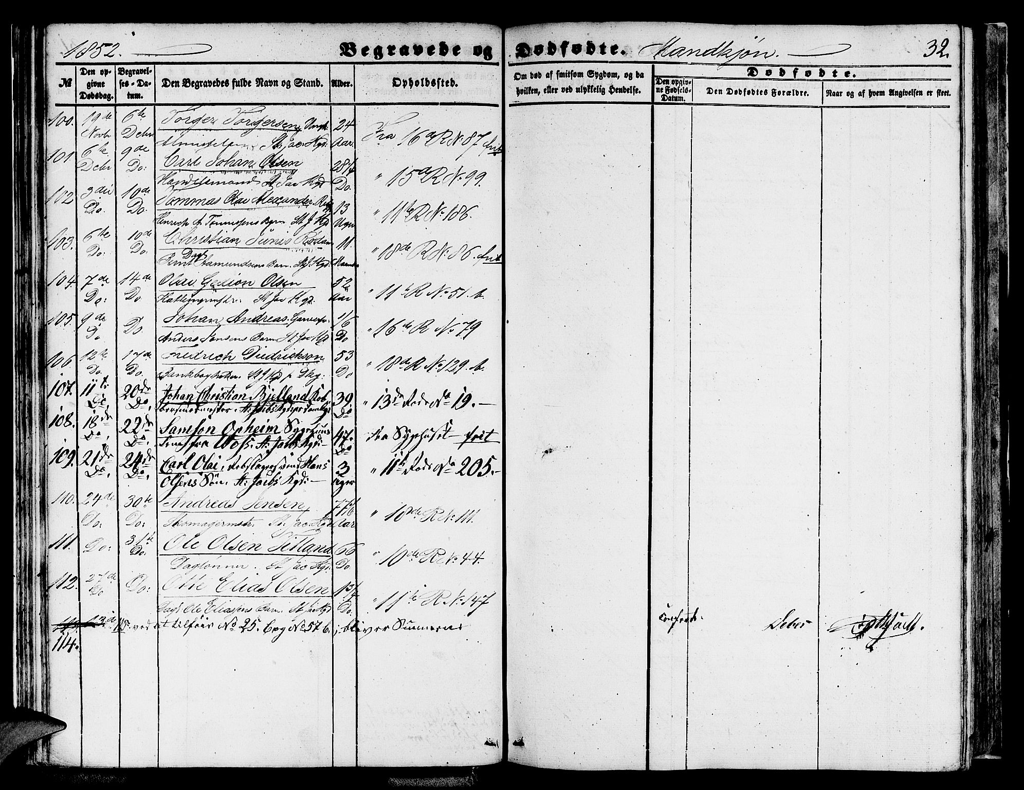Domkirken sokneprestembete, SAB/A-74801/H/Hab/L0038: Parish register (copy) no. E 2, 1847-1859, p. 32