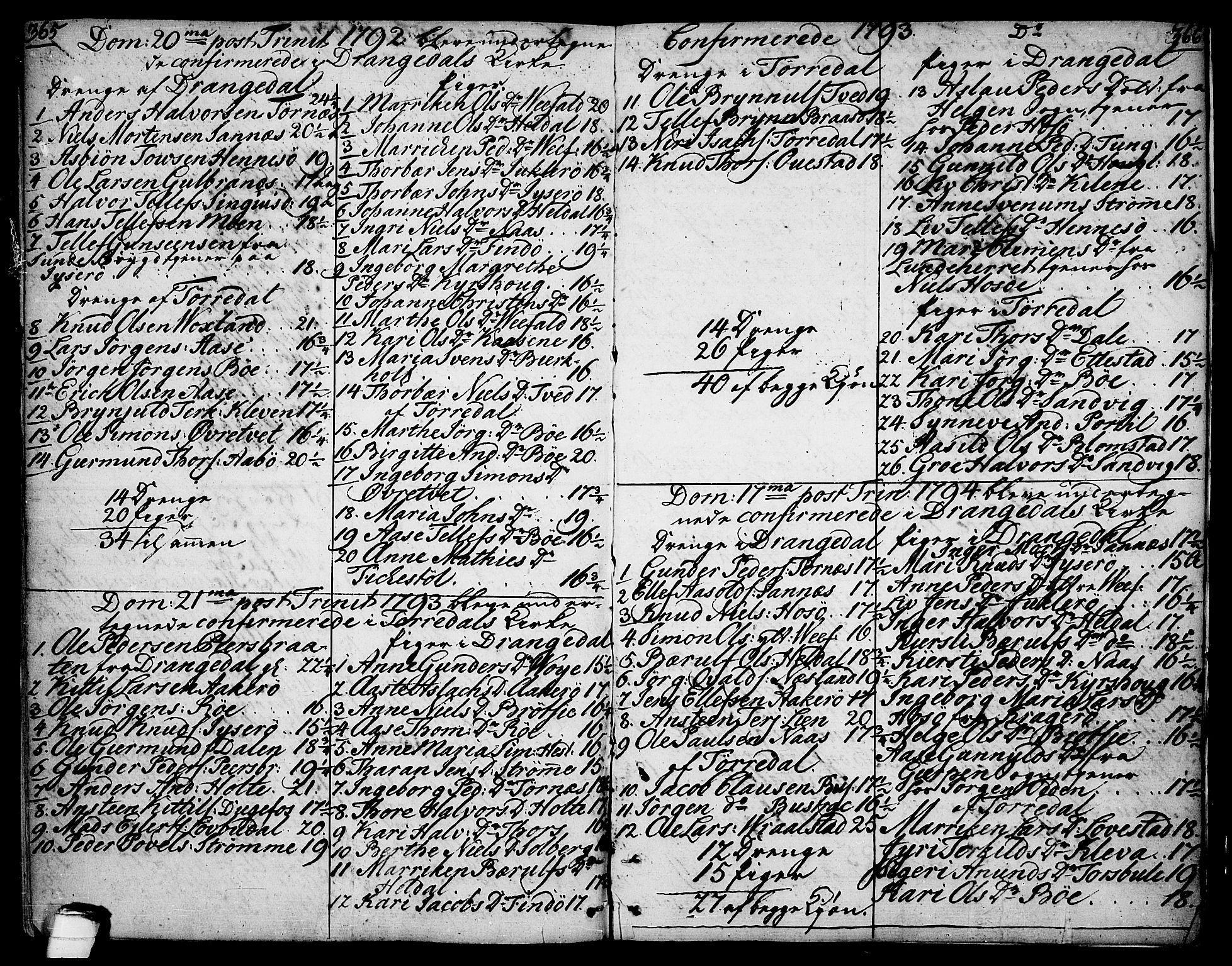 Drangedal kirkebøker, SAKO/A-258/F/Fa/L0003: Parish register (official) no. 3, 1768-1814, p. 365-366