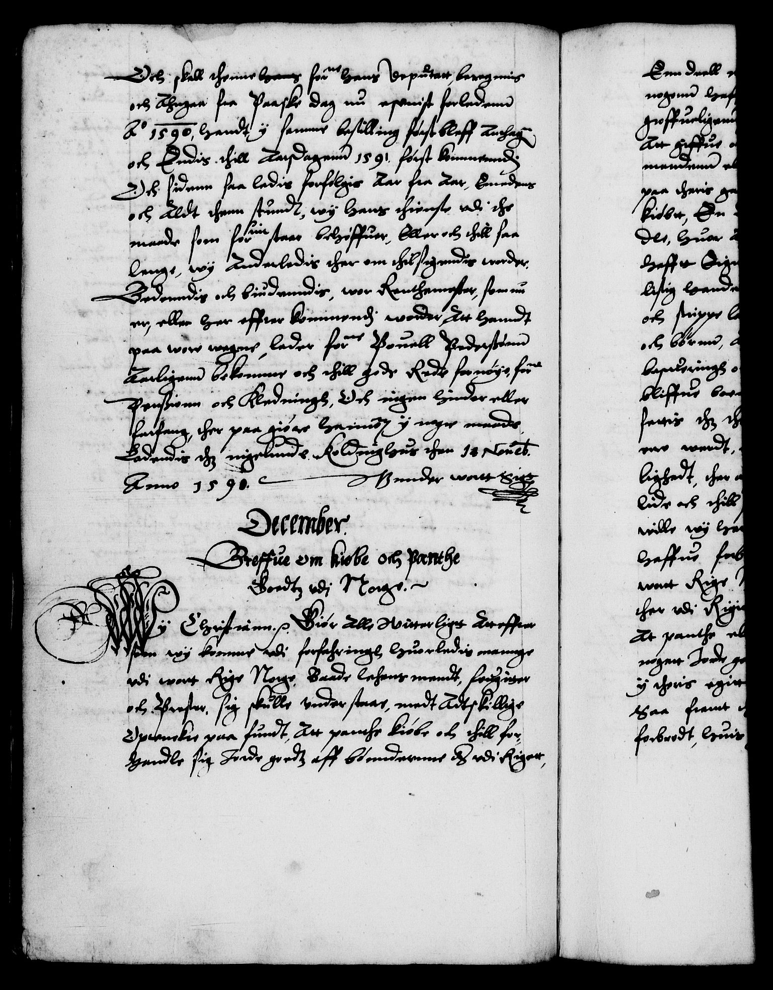 Danske Kanselli 1572-1799, RA/EA-3023/F/Fc/Fca/Fcaa/L0002: Norske registre (mikrofilm), 1588-1596, p. 93b