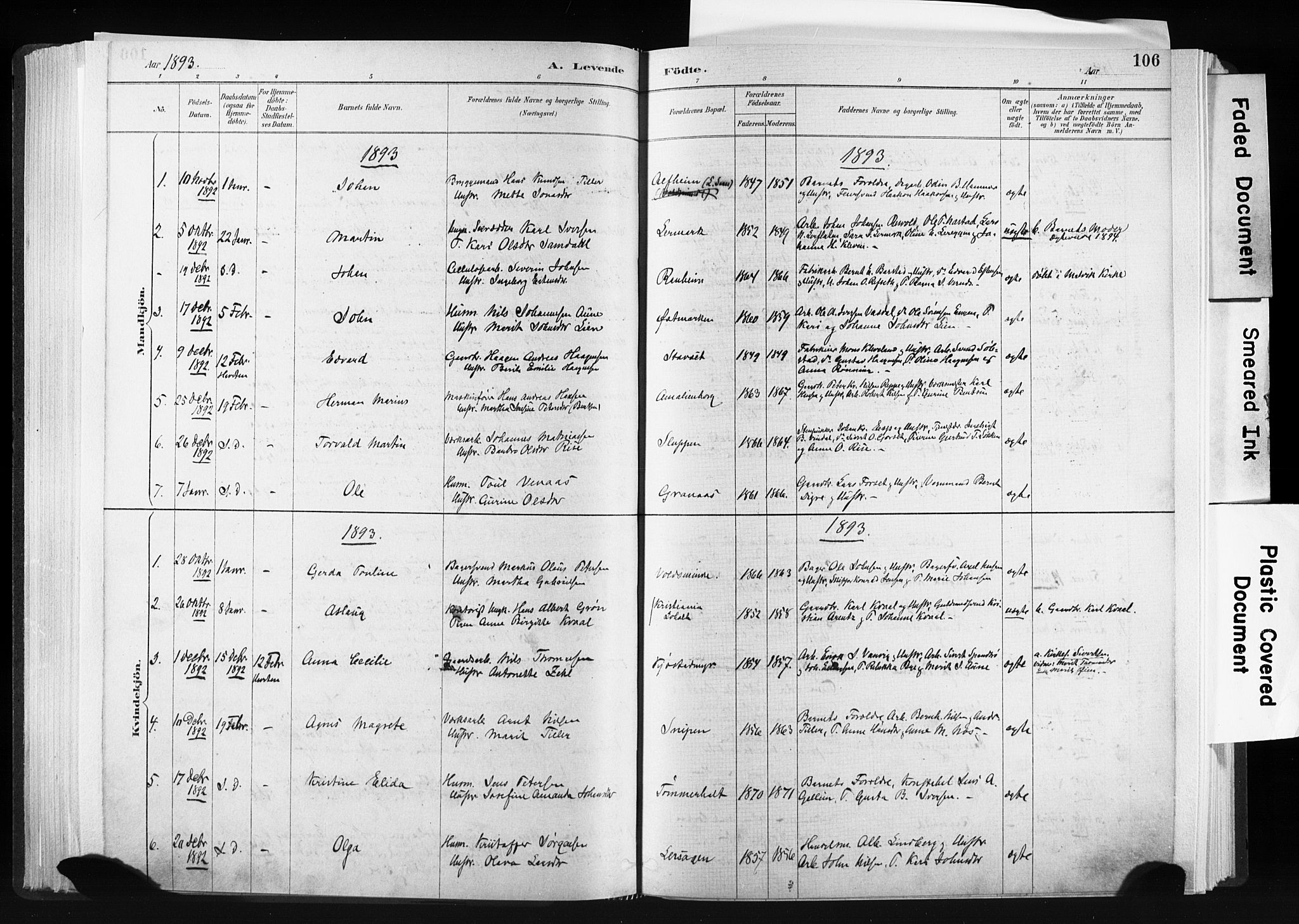 Ministerialprotokoller, klokkerbøker og fødselsregistre - Sør-Trøndelag, AV/SAT-A-1456/606/L0300: Parish register (official) no. 606A15, 1886-1893, p. 106