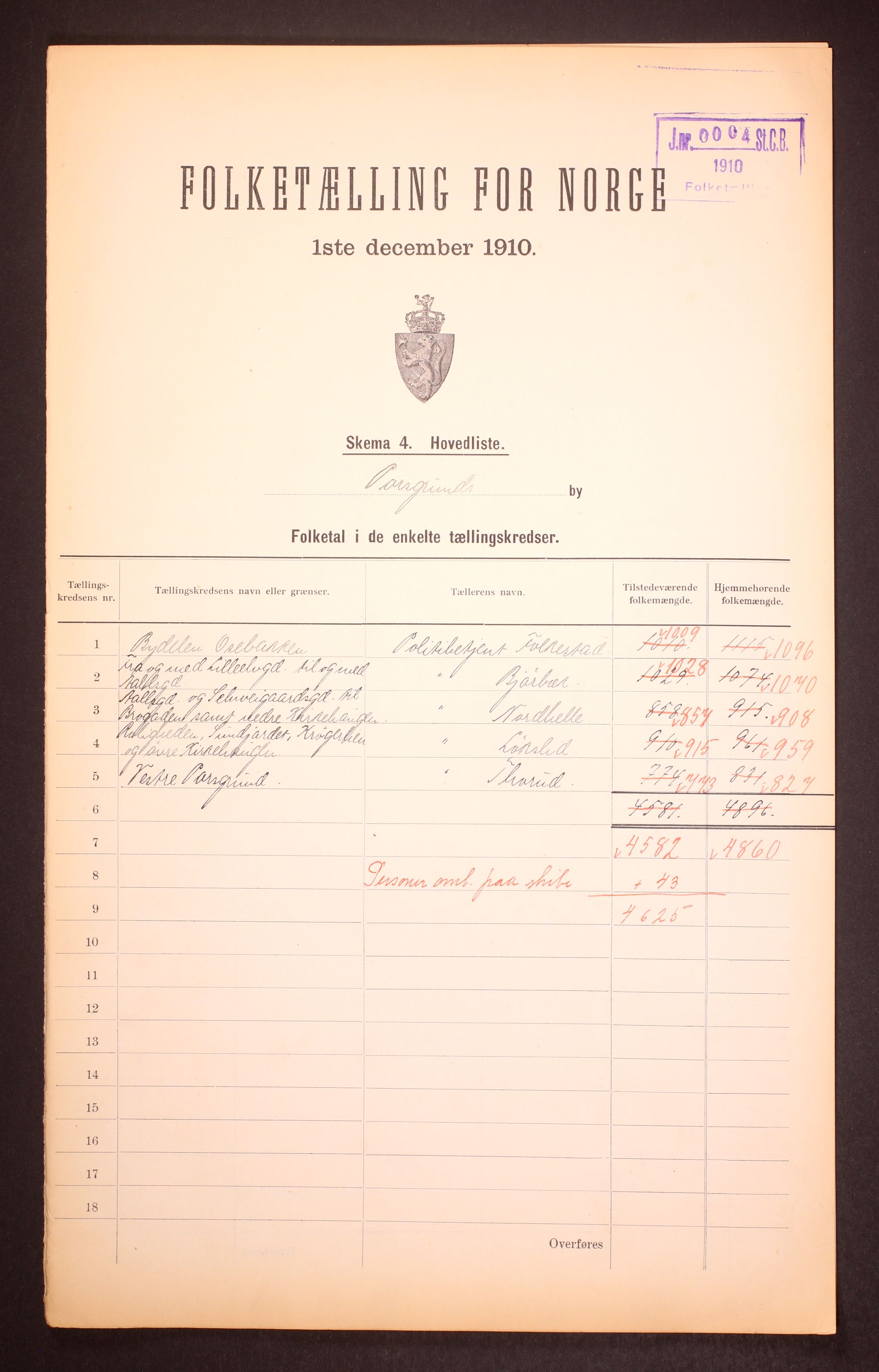 RA, 1910 census for Porsgrunn, 1910, p. 2