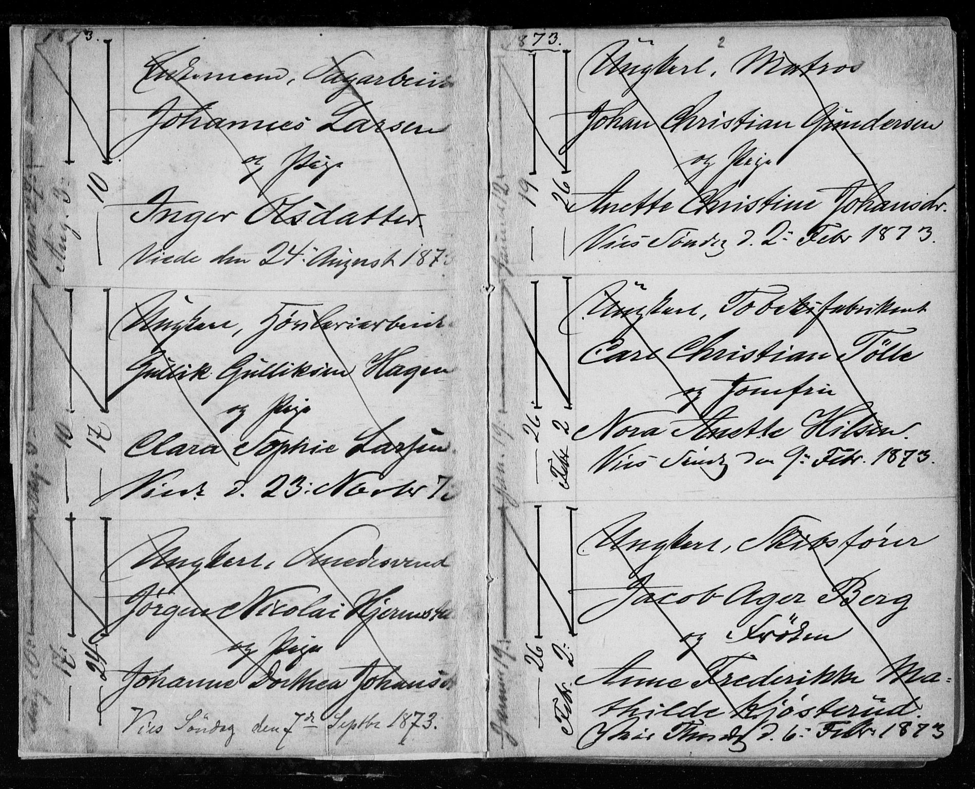 Bragernes kirkebøker, AV/SAKO-A-6/H/Ha/L0006: Banns register no. 6, 1873-1896