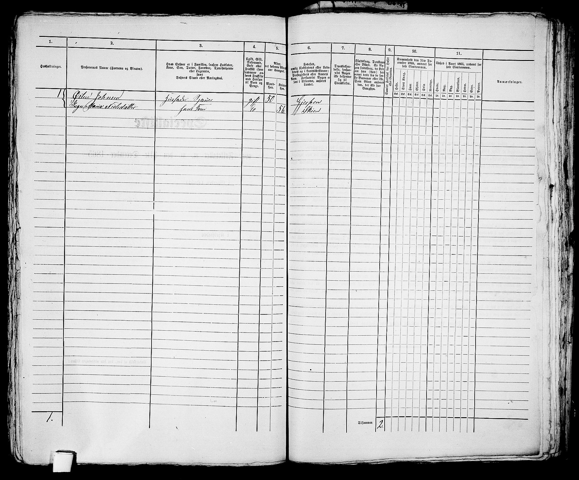 RA, 1865 census for Skien, 1865, p. 1209