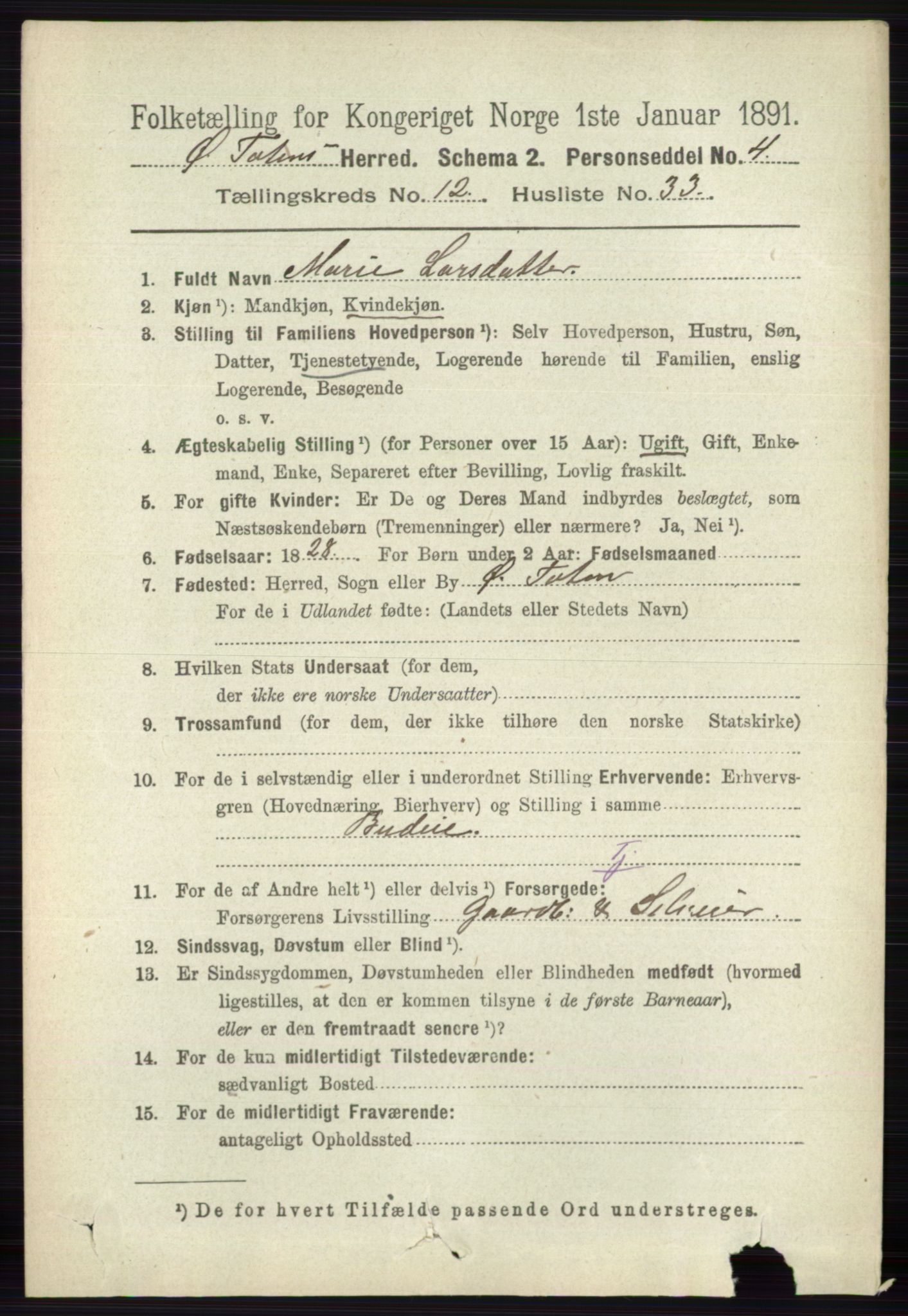 RA, 1891 census for 0528 Østre Toten, 1891, p. 7961