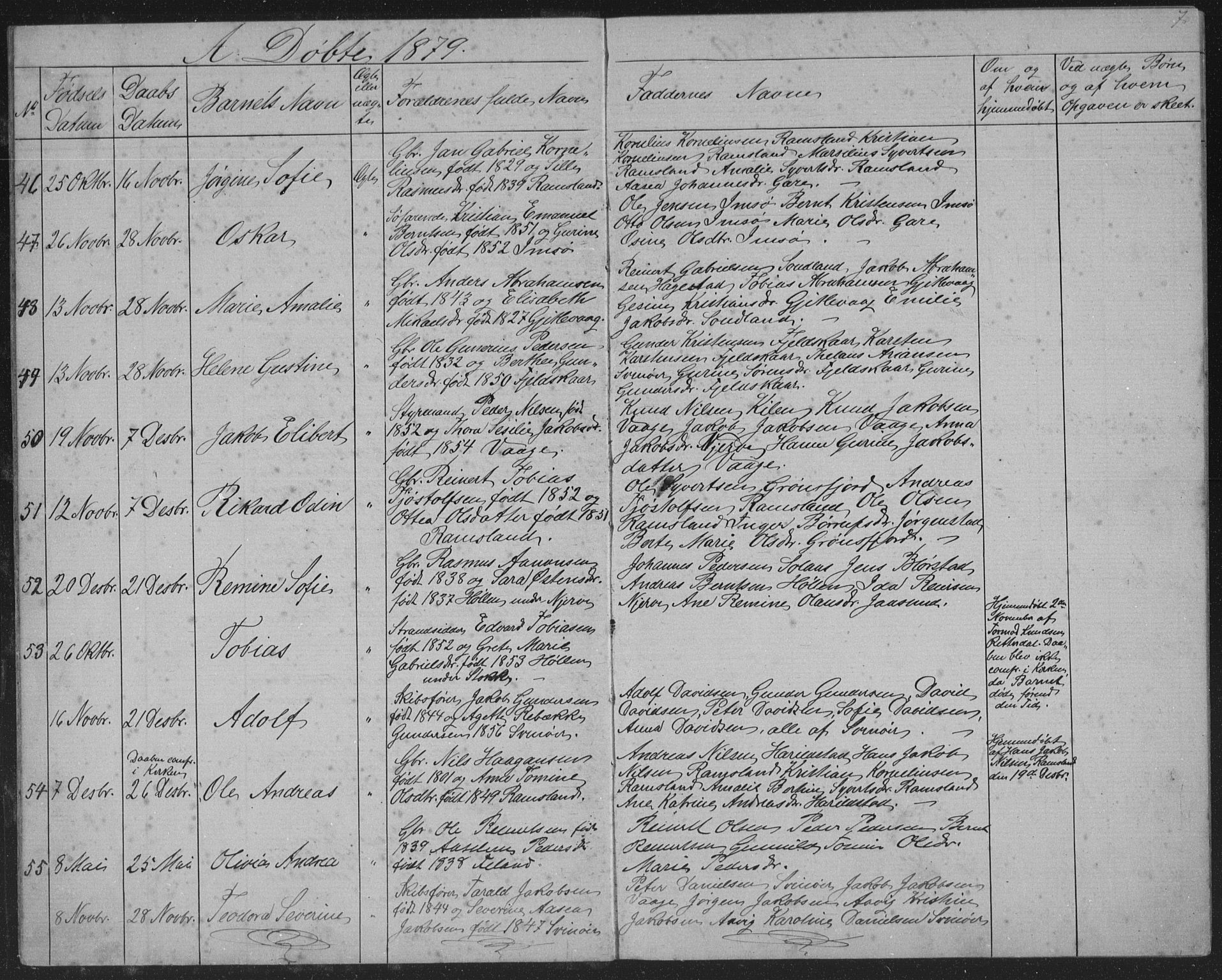 Sør-Audnedal sokneprestkontor, AV/SAK-1111-0039/F/Fb/Fba/L0003: Parish register (copy) no. B 3, 1879-1893, p. 7