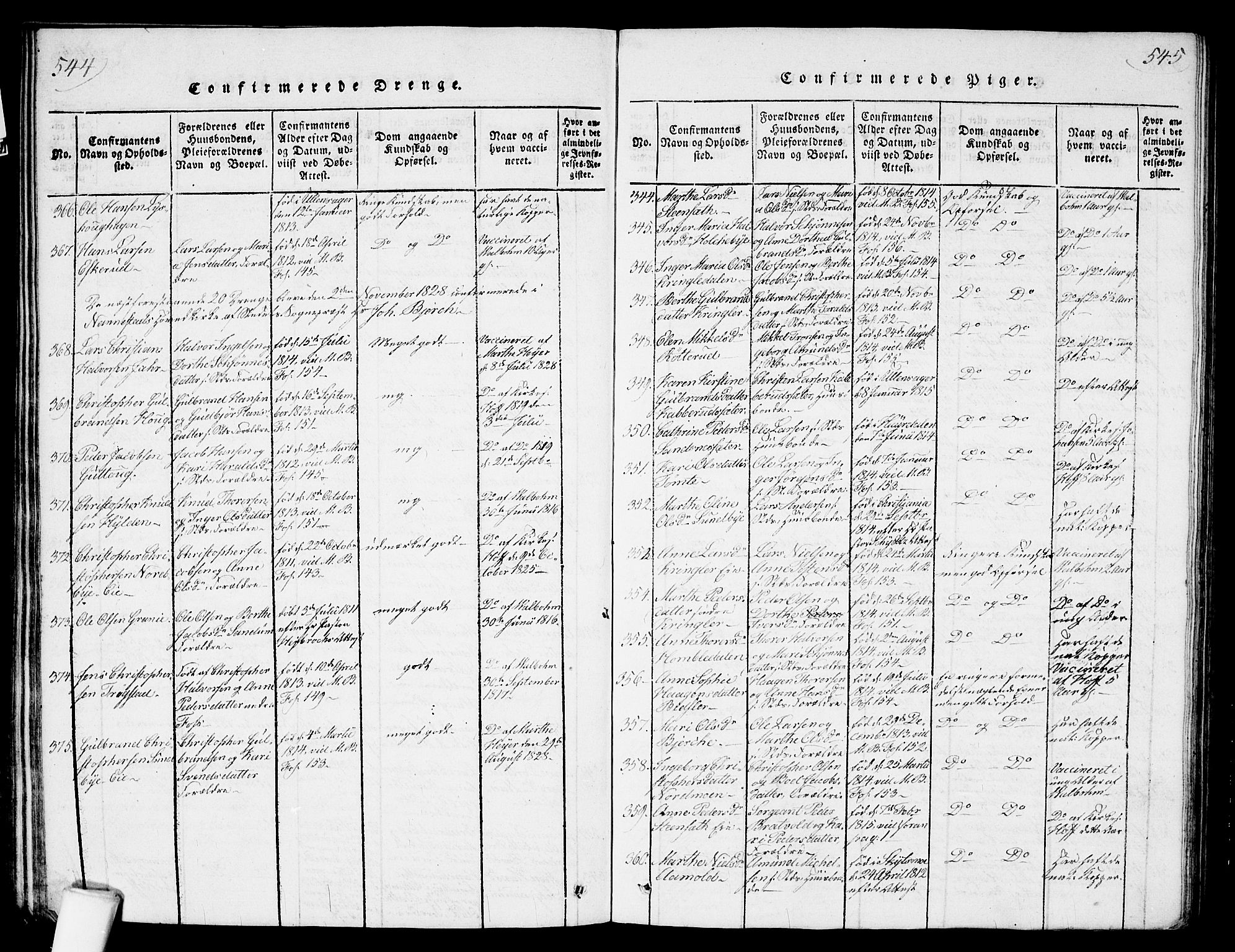 Nannestad prestekontor Kirkebøker, AV/SAO-A-10414a/G/Ga/L0001: Parish register (copy) no. I 1, 1815-1839, p. 544-545