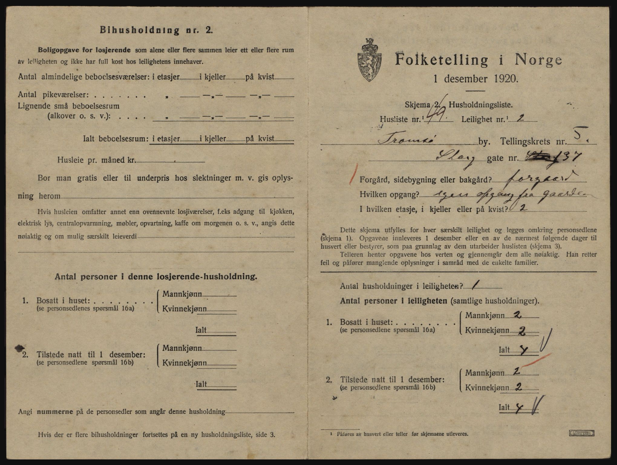 SATØ, 1920 census for Tromsø, 1920, p. 3923