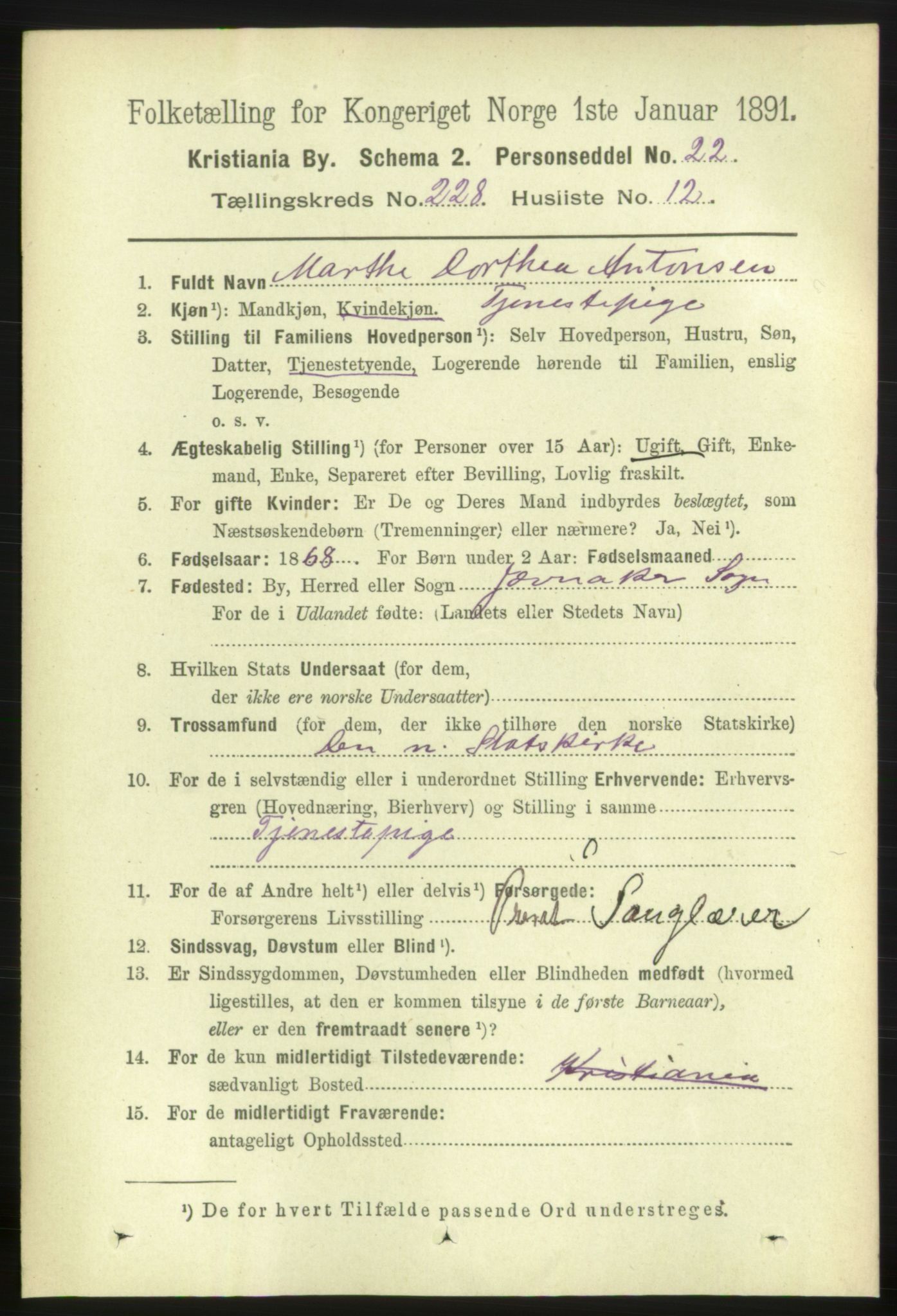RA, 1891 census for 0301 Kristiania, 1891, p. 139738