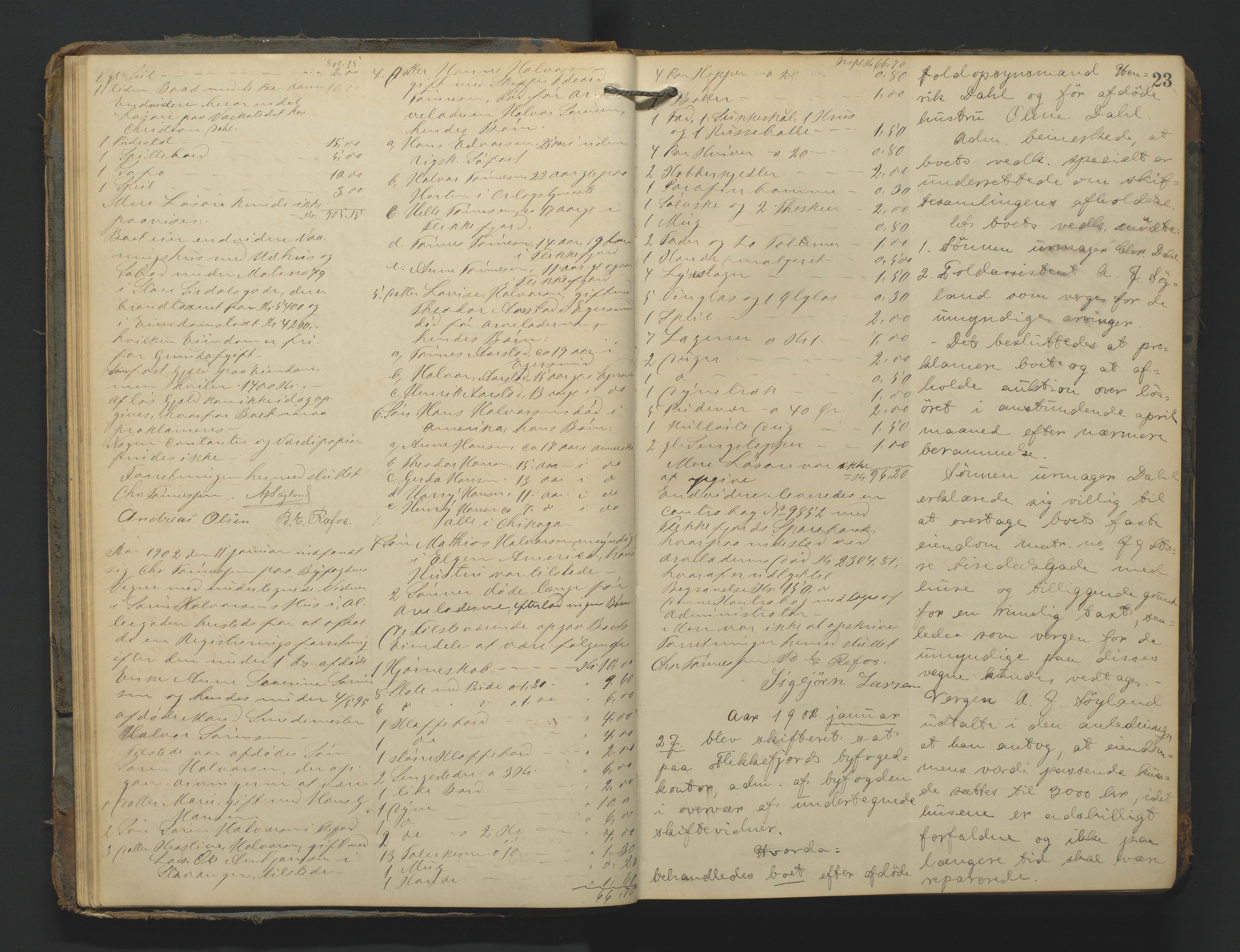 Flekkefjord byfogd, AV/SAK-1222-0002/H/Hc/L0004: Skifteprotokoll nr. 4, 1900-1913, p. 23
