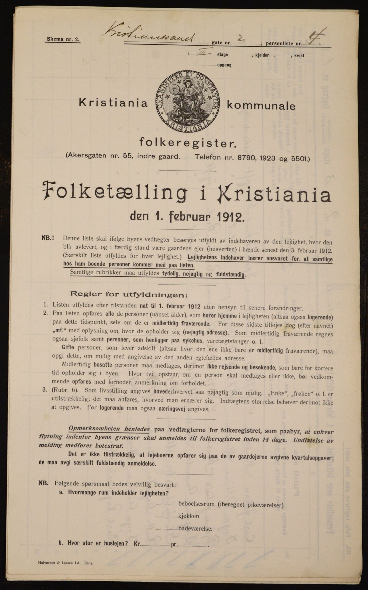 OBA, Municipal Census 1912 for Kristiania, 1912, p. 54485