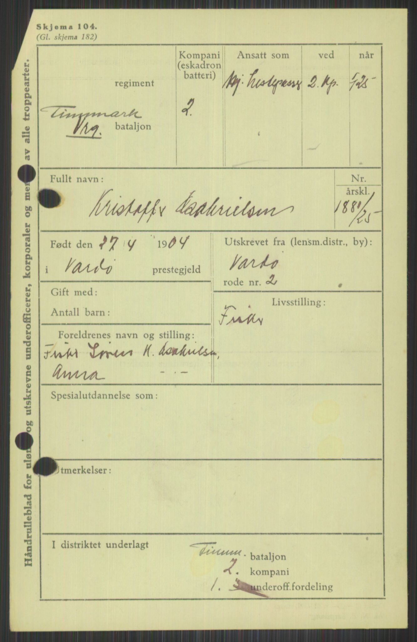 Forsvaret, Varanger bataljon, AV/RA-RAFA-2258/1/D/L0440: Rulleblad for fødte 1892-1912, 1892-1912, p. 755